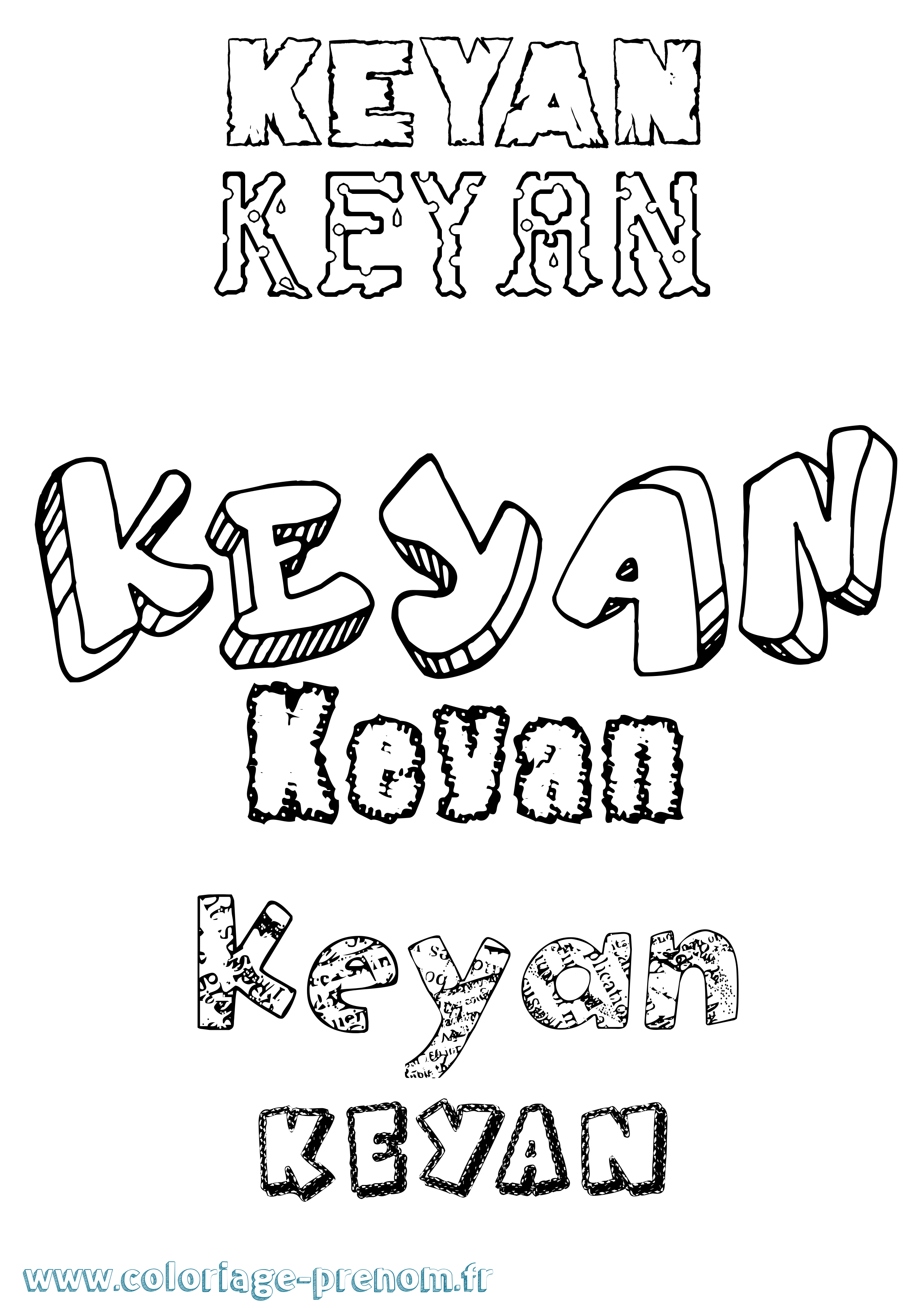 Coloriage Keyan Destructuré Coloriage prénom Keyan Destructuré