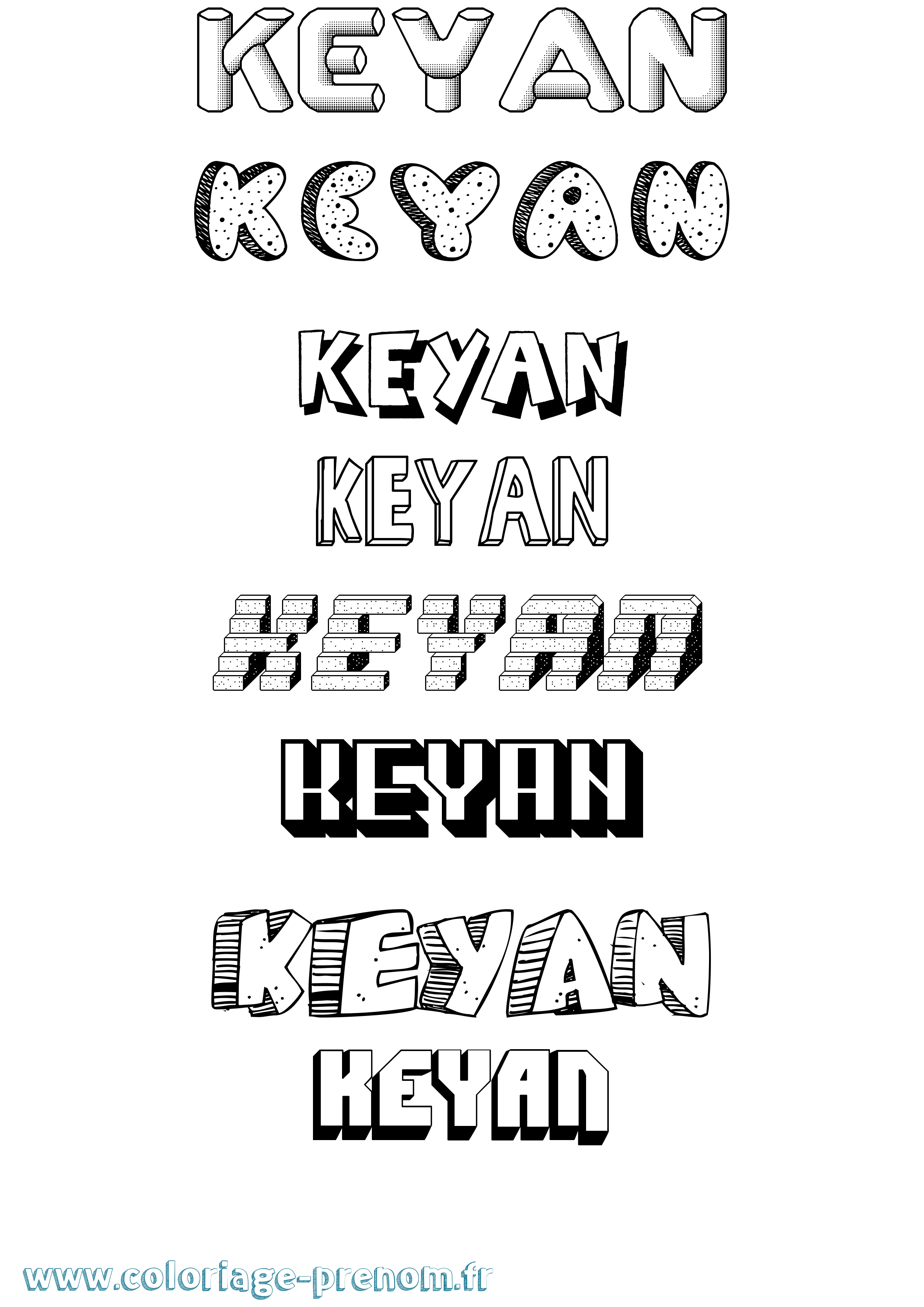 Coloriage Keyan Effet 3D Coloriage prénom Keyan Effet 3D