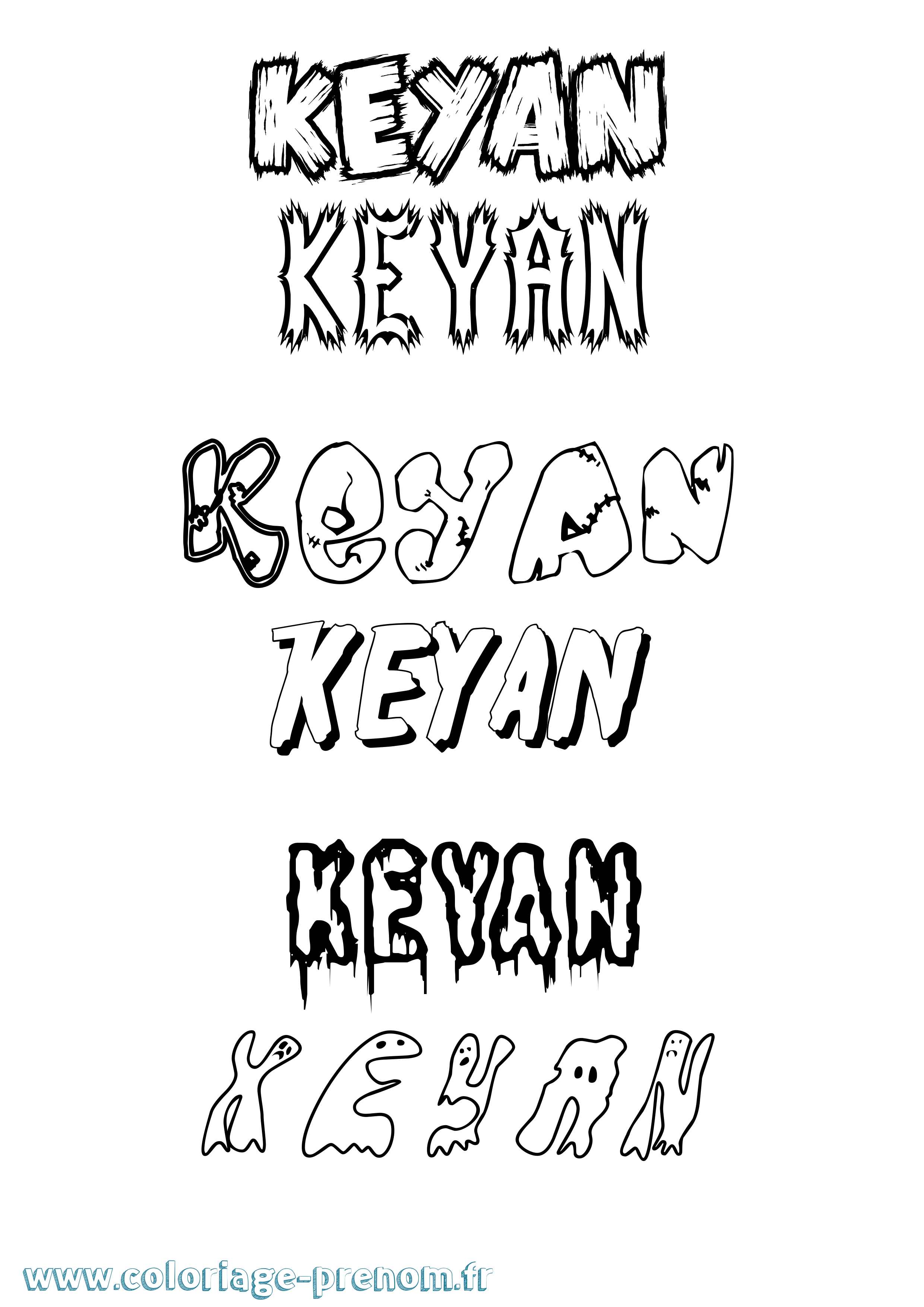 Coloriage Keyan Frisson Coloriage prénom Keyan Frisson
