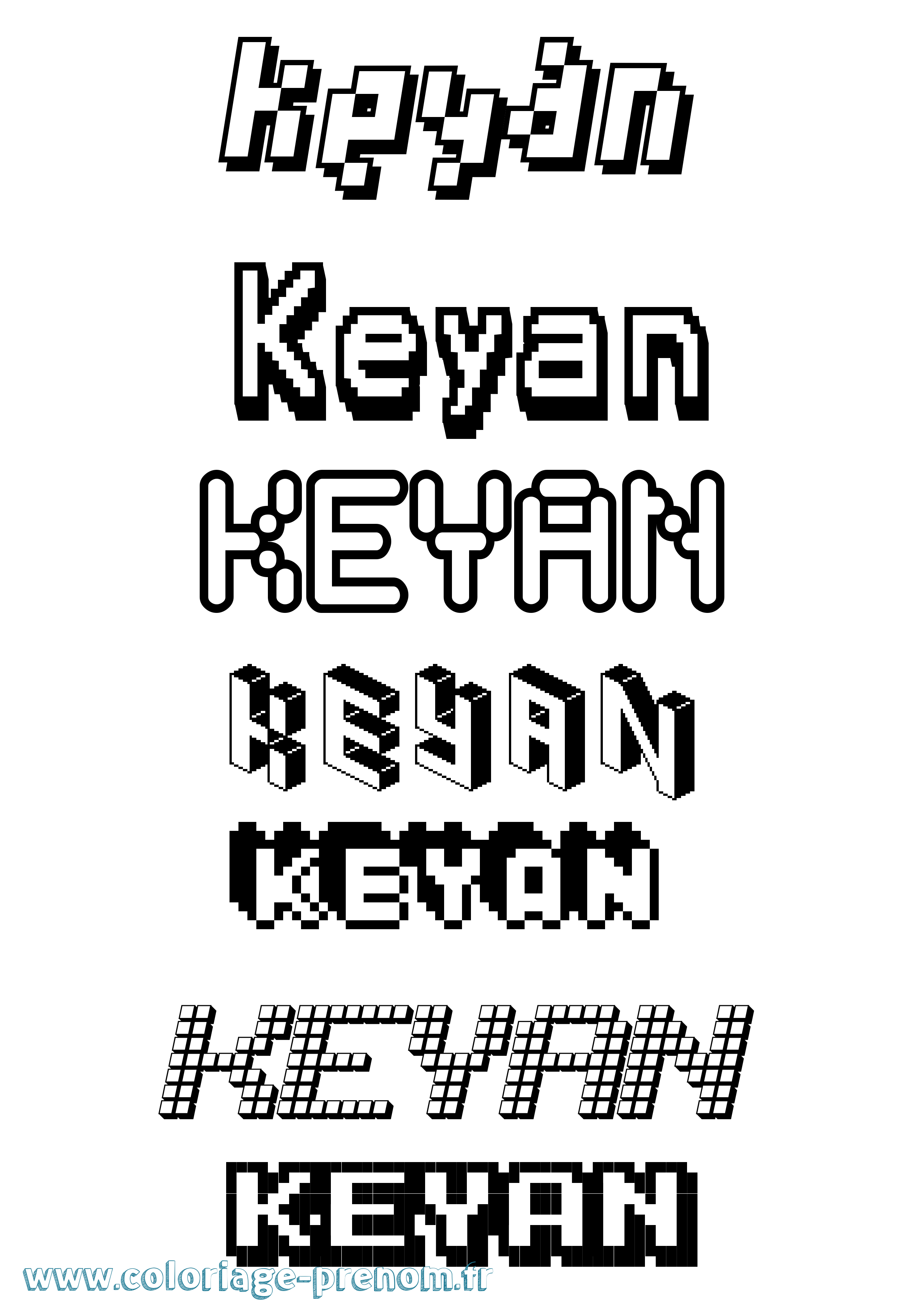 Coloriage Keyan Pixel Coloriage prénom Keyan Pixel