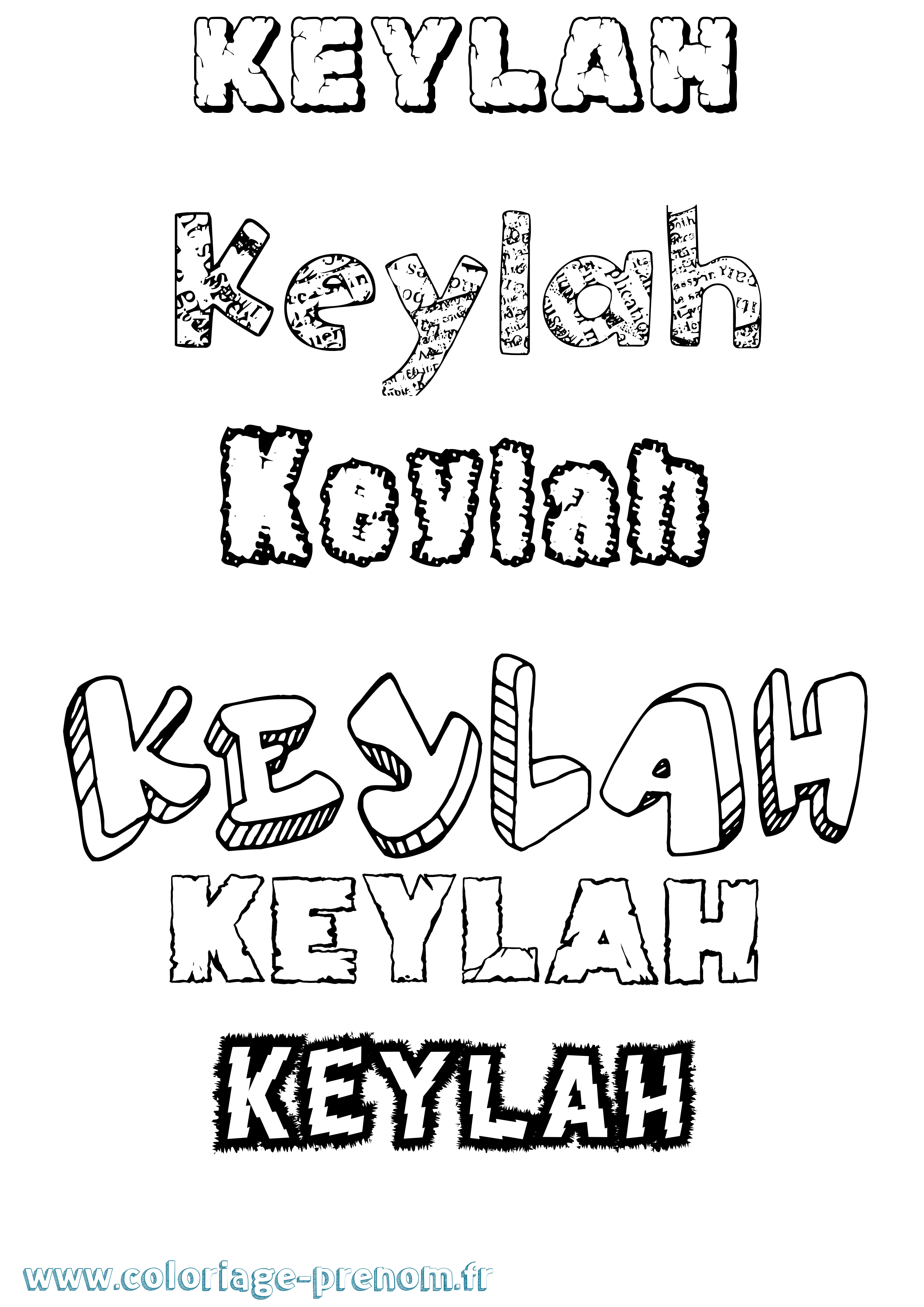 Coloriage Keylah Destructuré Coloriage prénom Keylah Destructuré
