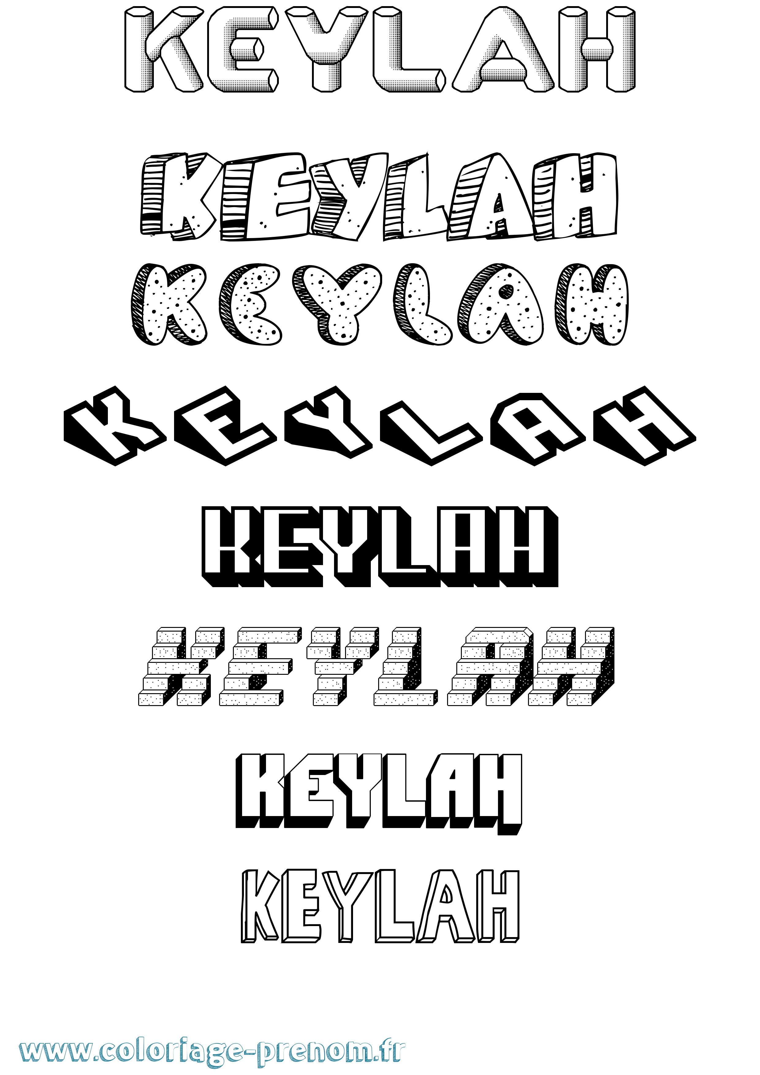 Coloriage Keylah Effet 3D Coloriage prénom Keylah Effet 3D