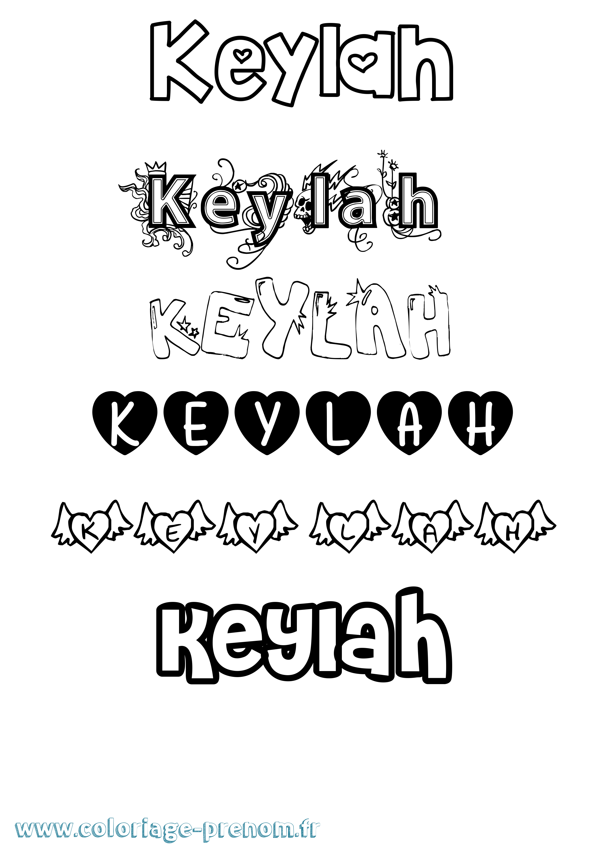 Coloriage Keylah Girly Coloriage prénom Keylah Girly