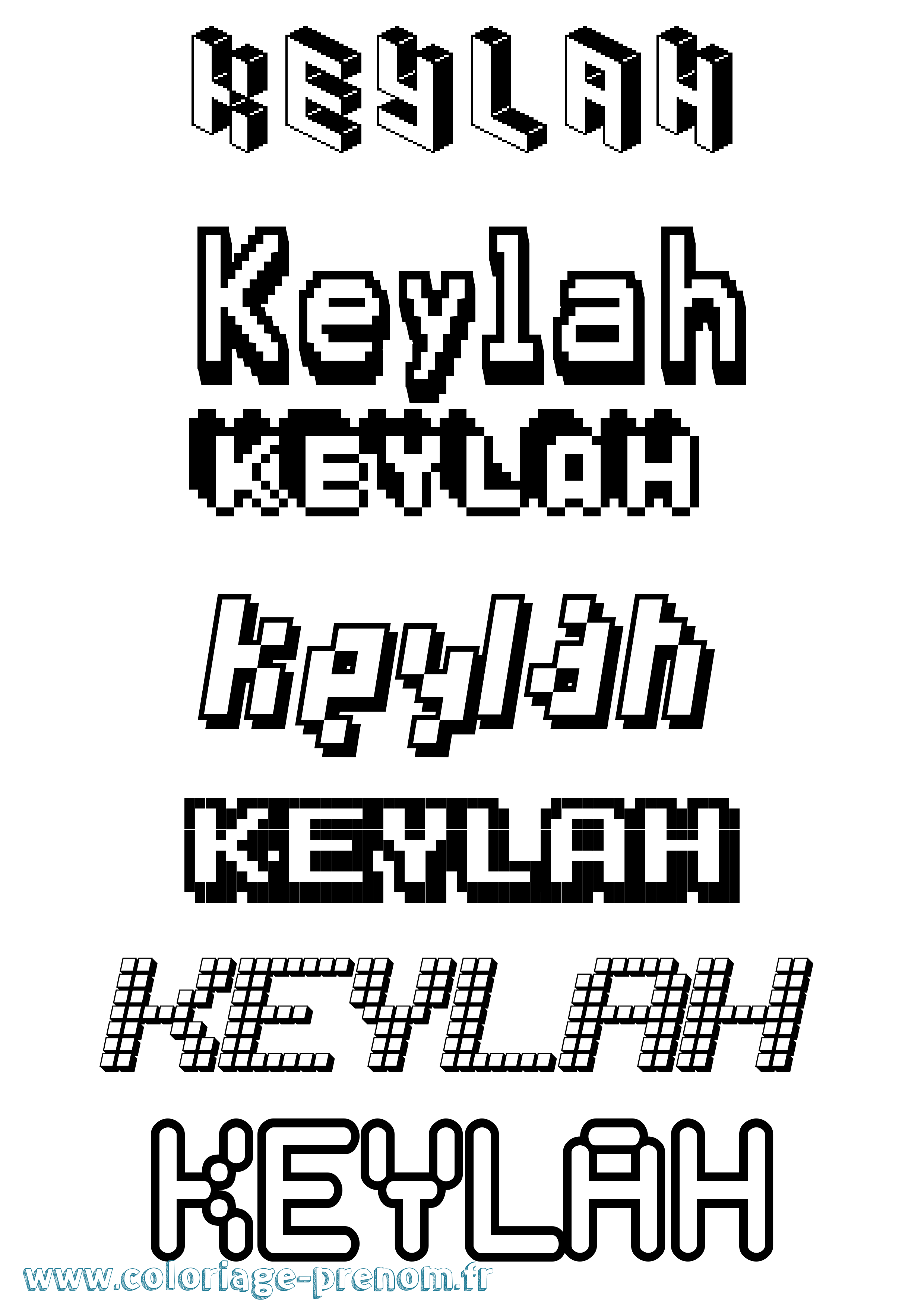 Coloriage Keylah Pixel Coloriage prénom Keylah Pixel