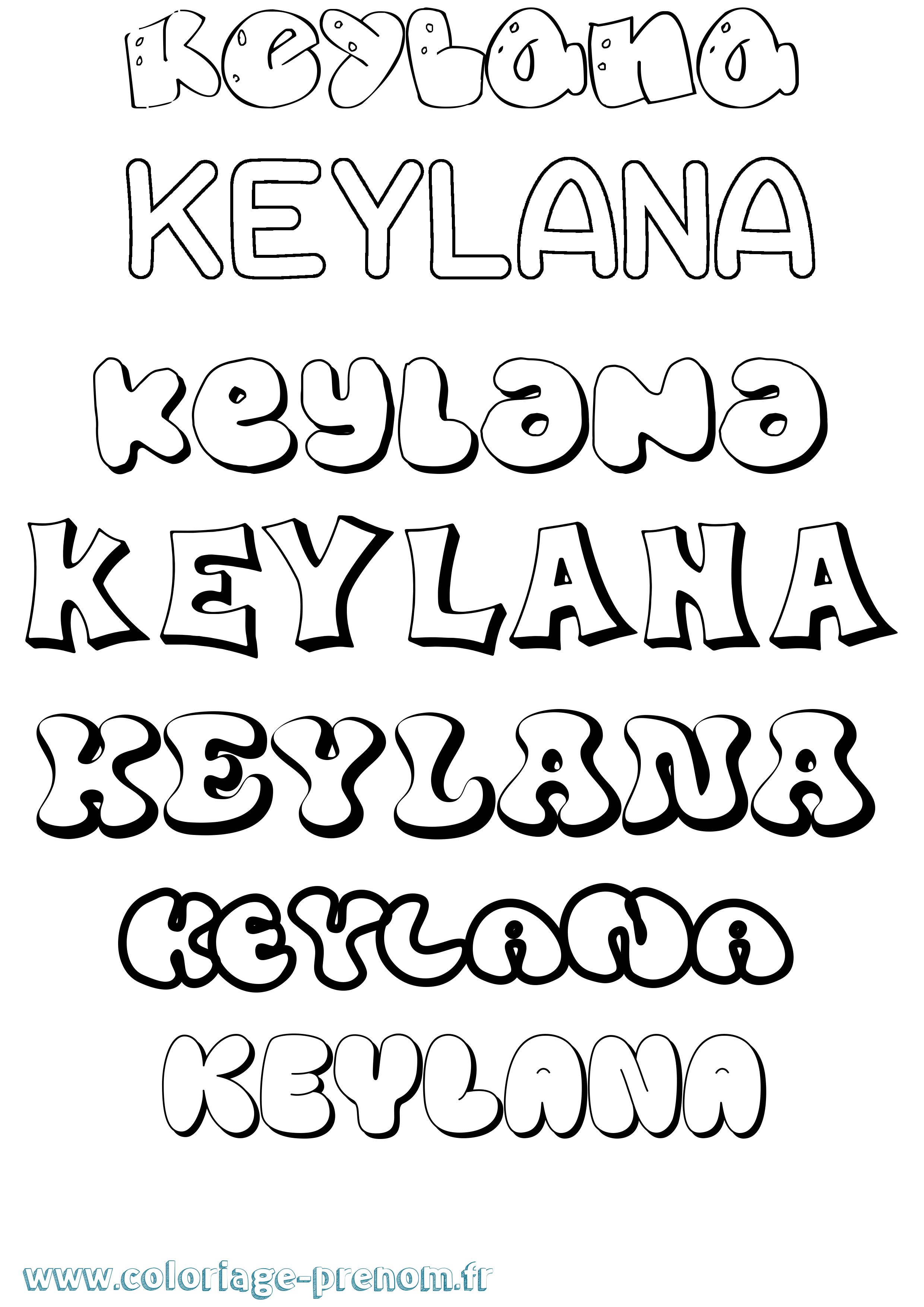 Coloriage Keylana Bubble Coloriage prénom Keylana Bubble