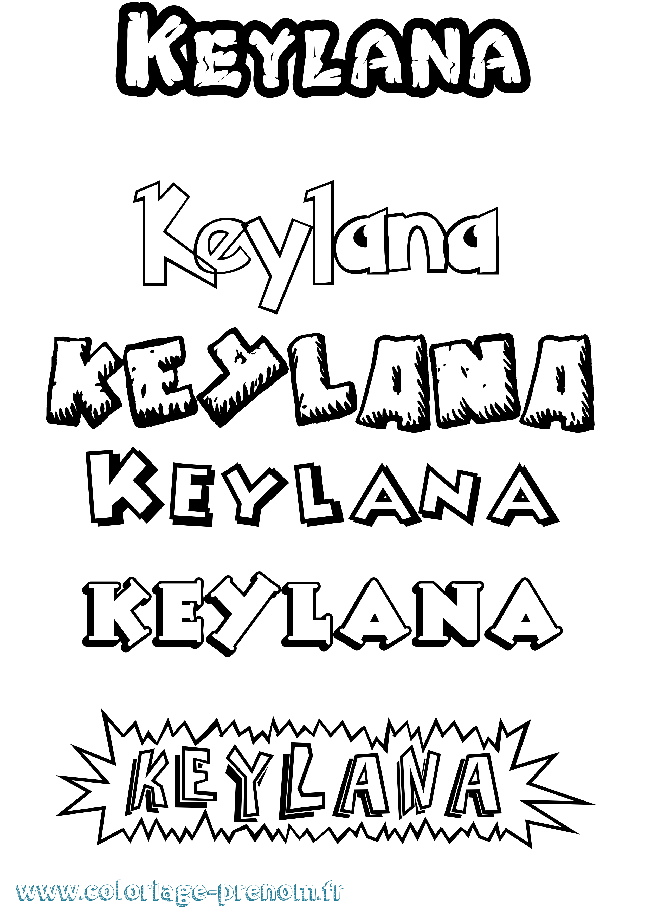 Coloriage Keylana Dessin Animé Coloriage prénom Keylana Dessin Animé