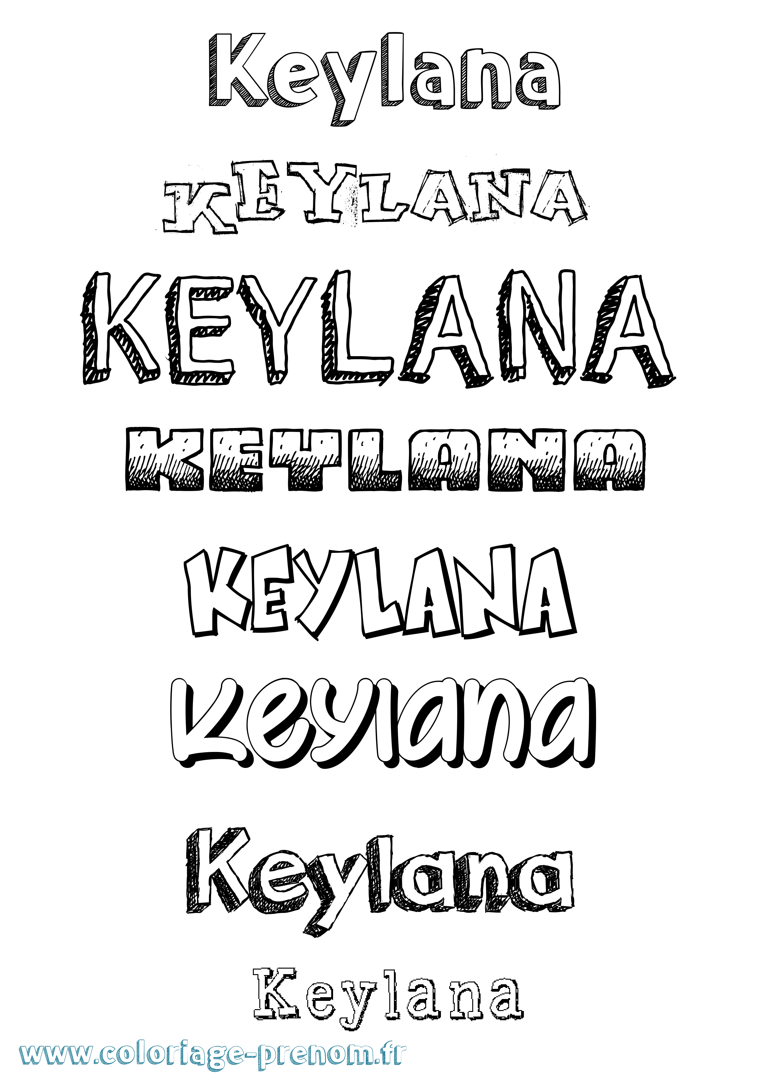 Coloriage Keylana Dessiné Coloriage prénom Keylana Dessiné