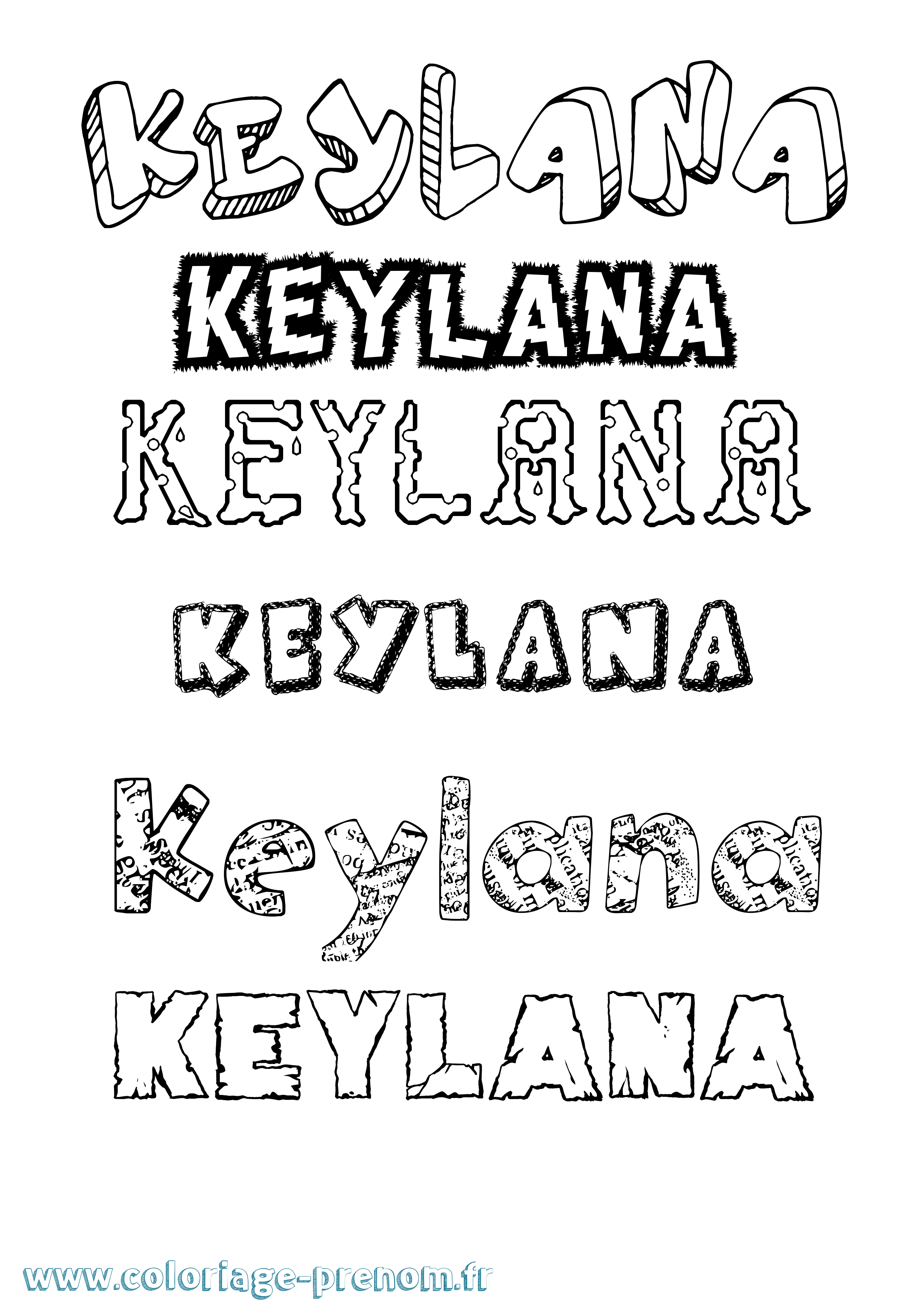 Coloriage Keylana Destructuré Coloriage prénom Keylana Destructuré