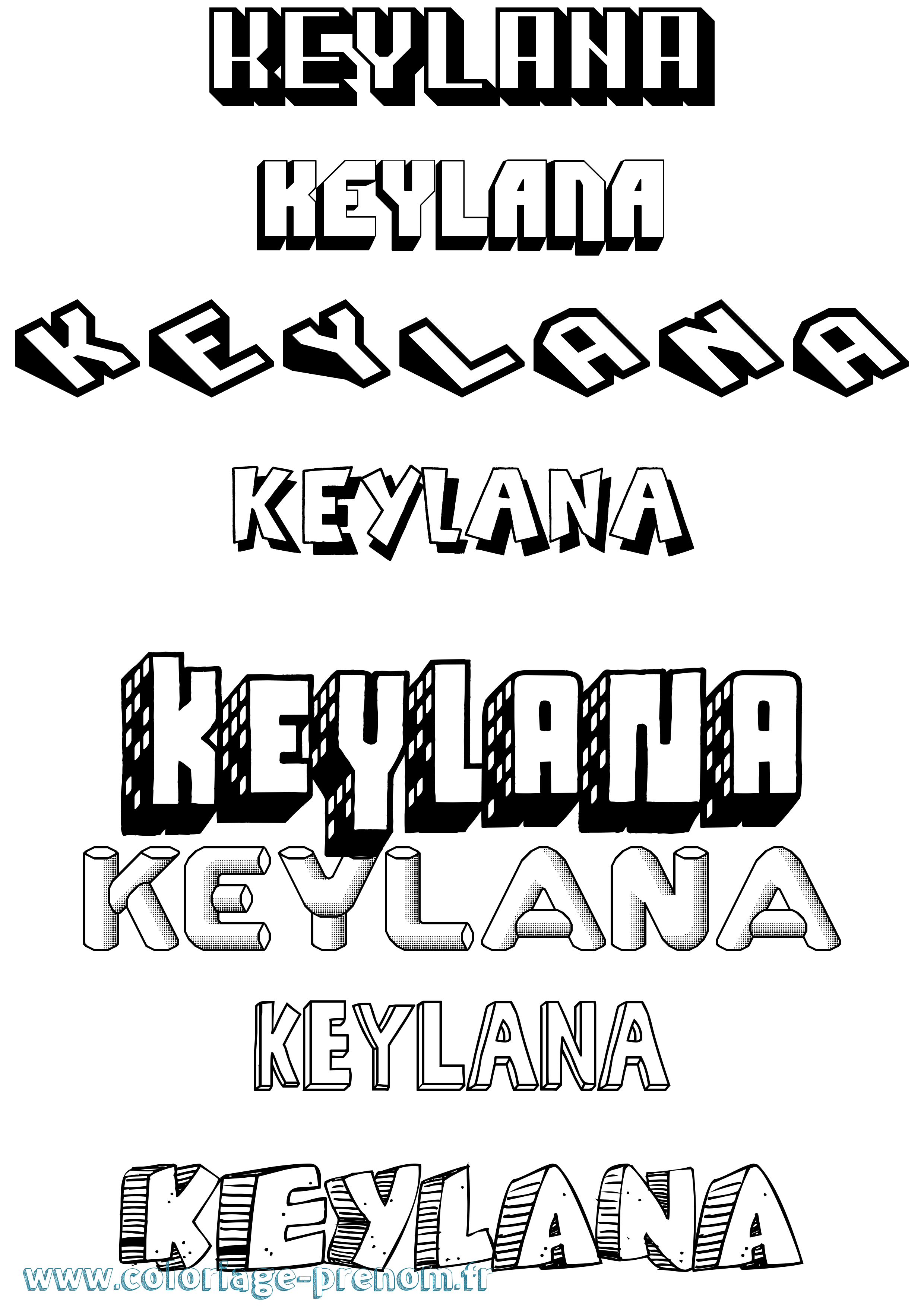 Coloriage Keylana Effet 3D Coloriage prénom Keylana Effet 3D