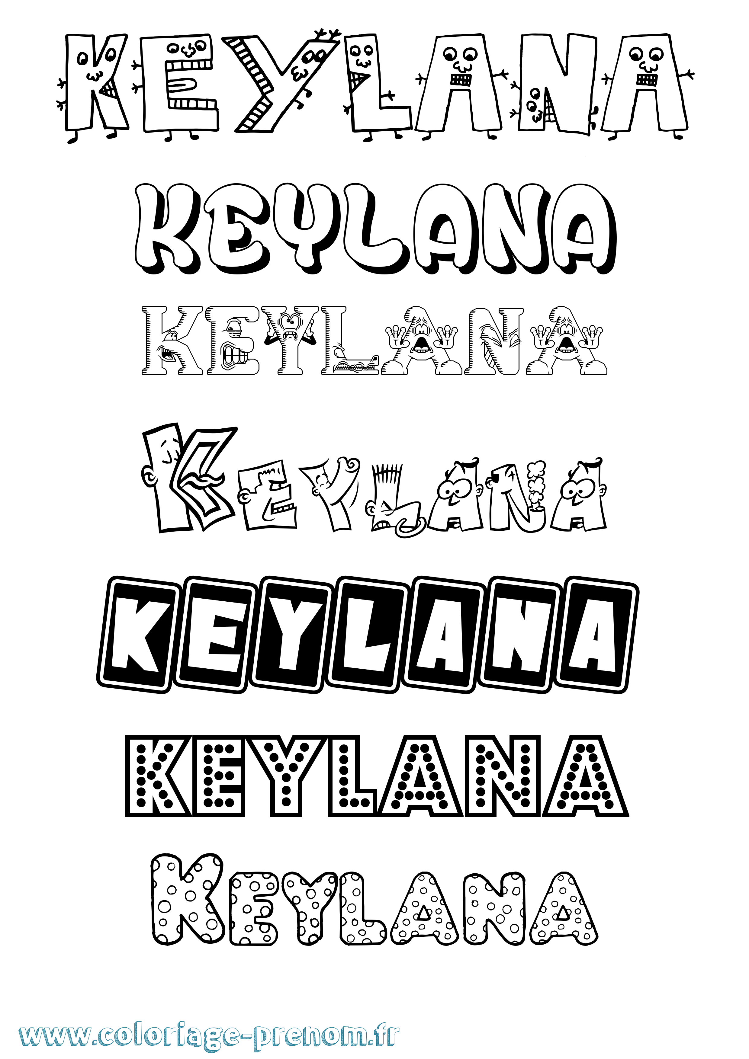 Coloriage Keylana Fun Coloriage prénom Keylana Fun