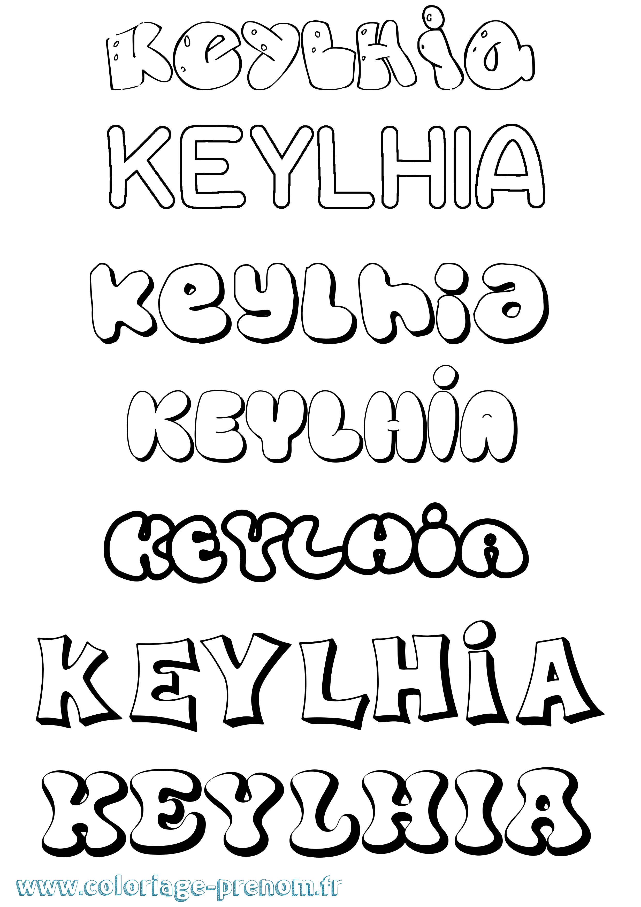Coloriage Keylhia Bubble Coloriage prénom Keylhia Bubble
