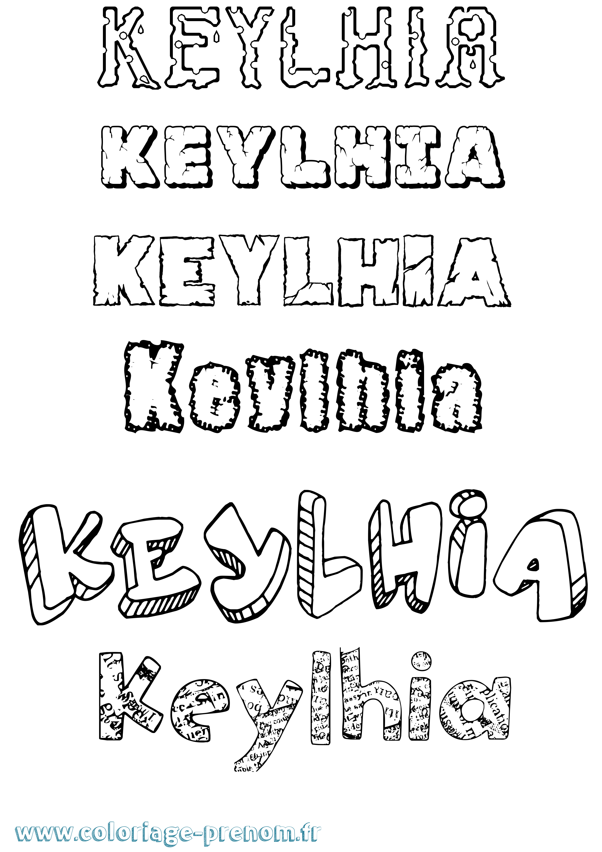 Coloriage Keylhia Destructuré Coloriage prénom Keylhia Destructuré
