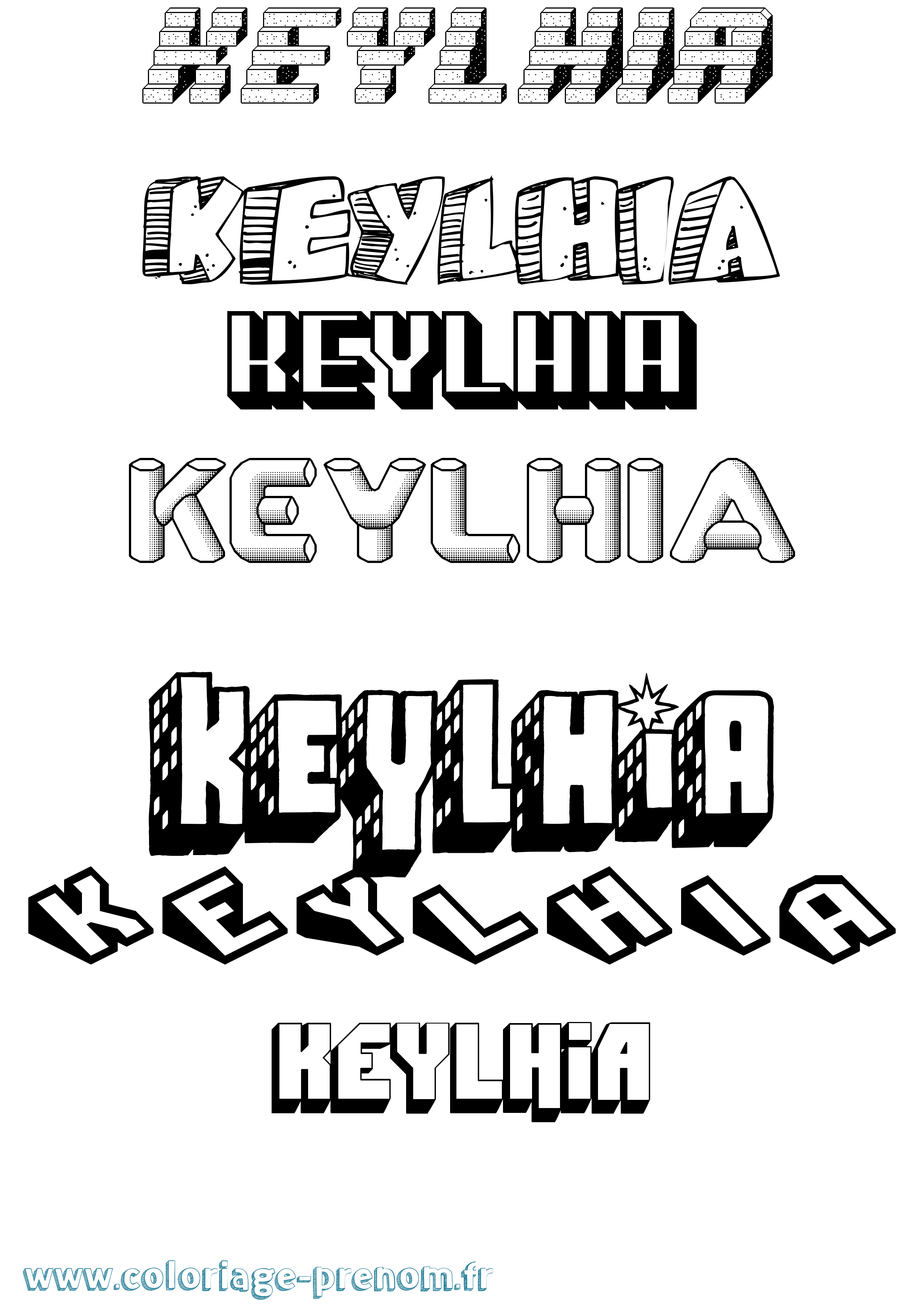 Coloriage Keylhia Effet 3D Coloriage prénom Keylhia Effet 3D