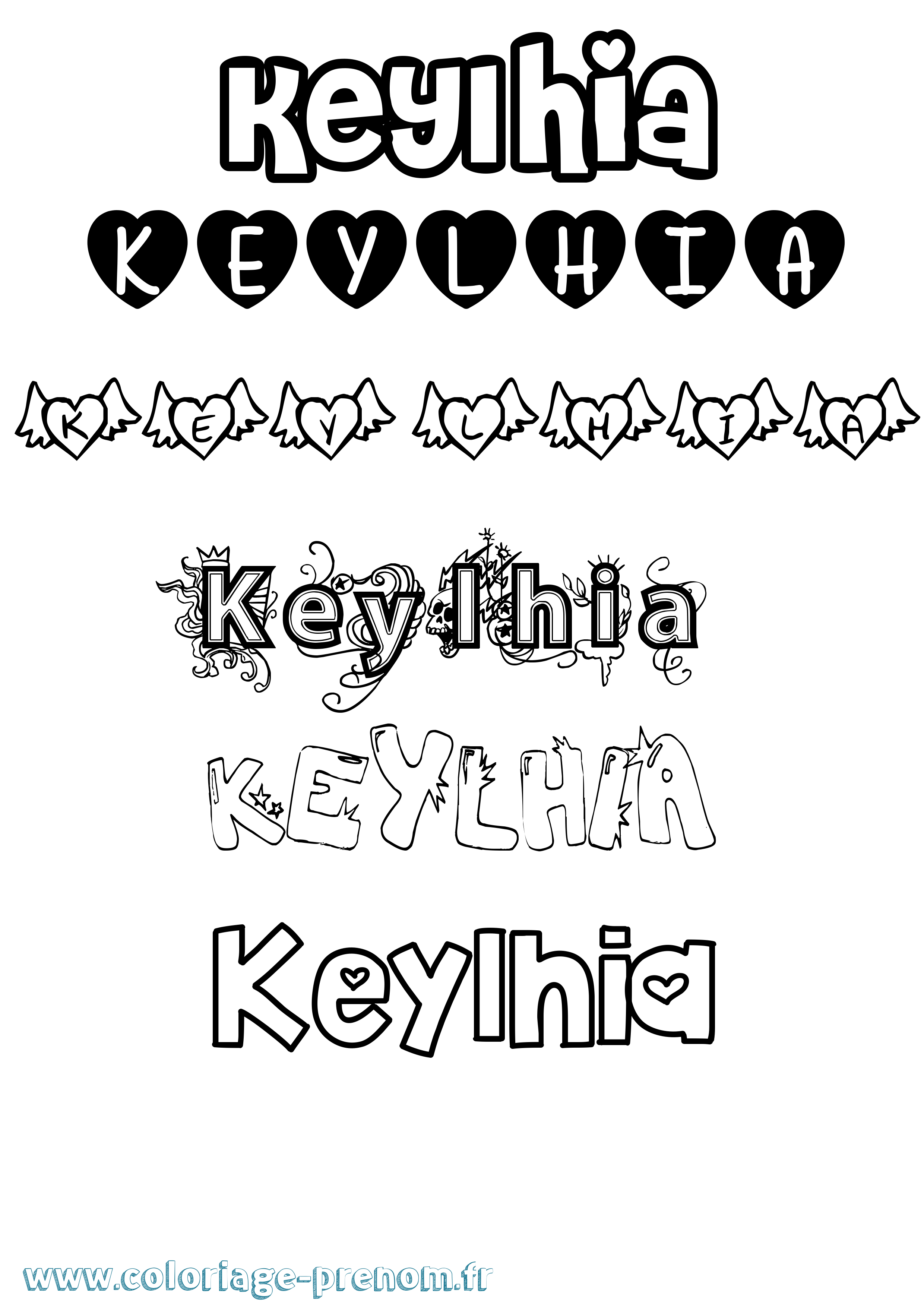 Coloriage Keylhia Girly Coloriage prénom Keylhia Girly