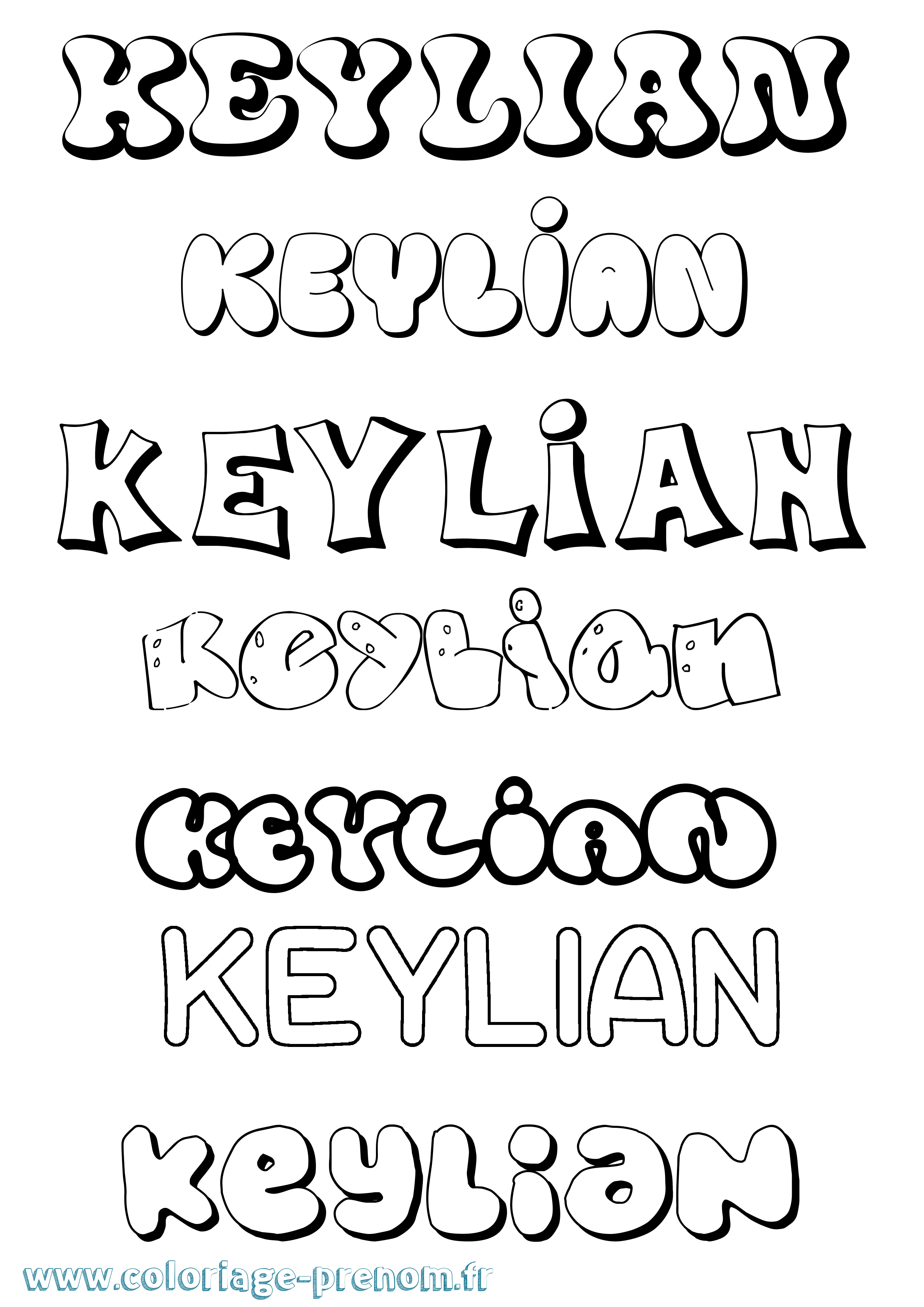 Coloriage Keylian Bubble Coloriage prénom Keylian Bubble