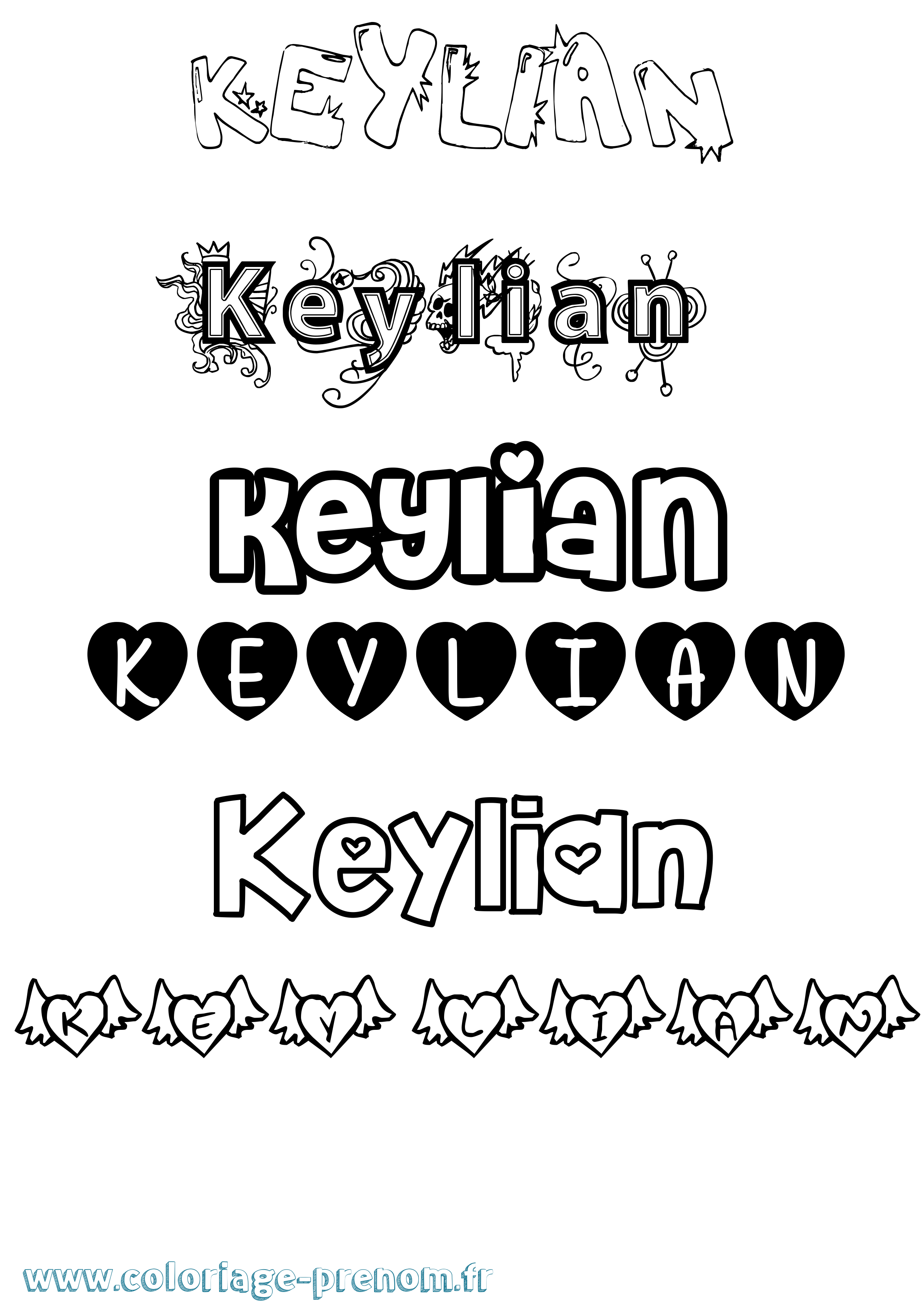 Coloriage Keylian Girly Coloriage prénom Keylian Girly