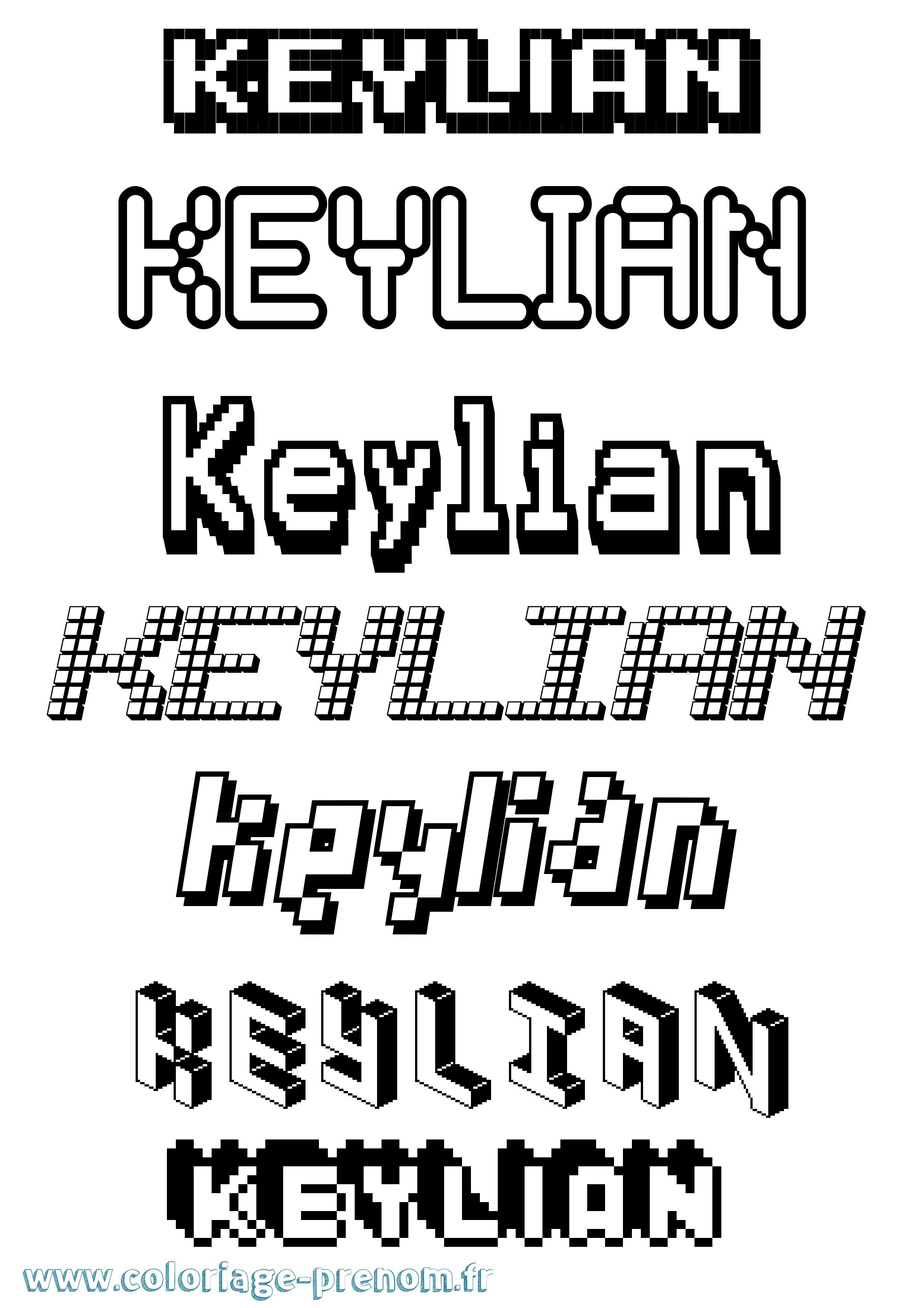 Coloriage Keylian Pixel Coloriage prénom Keylian Pixel