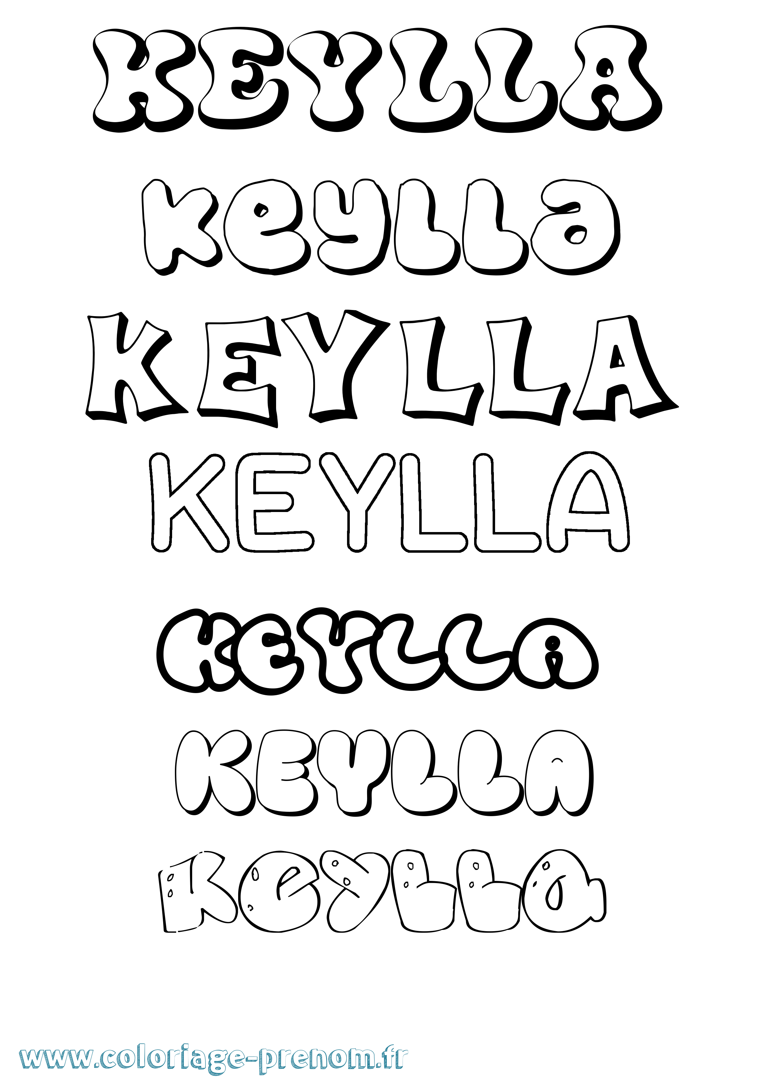 Coloriage Keylla Bubble Coloriage prénom Keylla Bubble