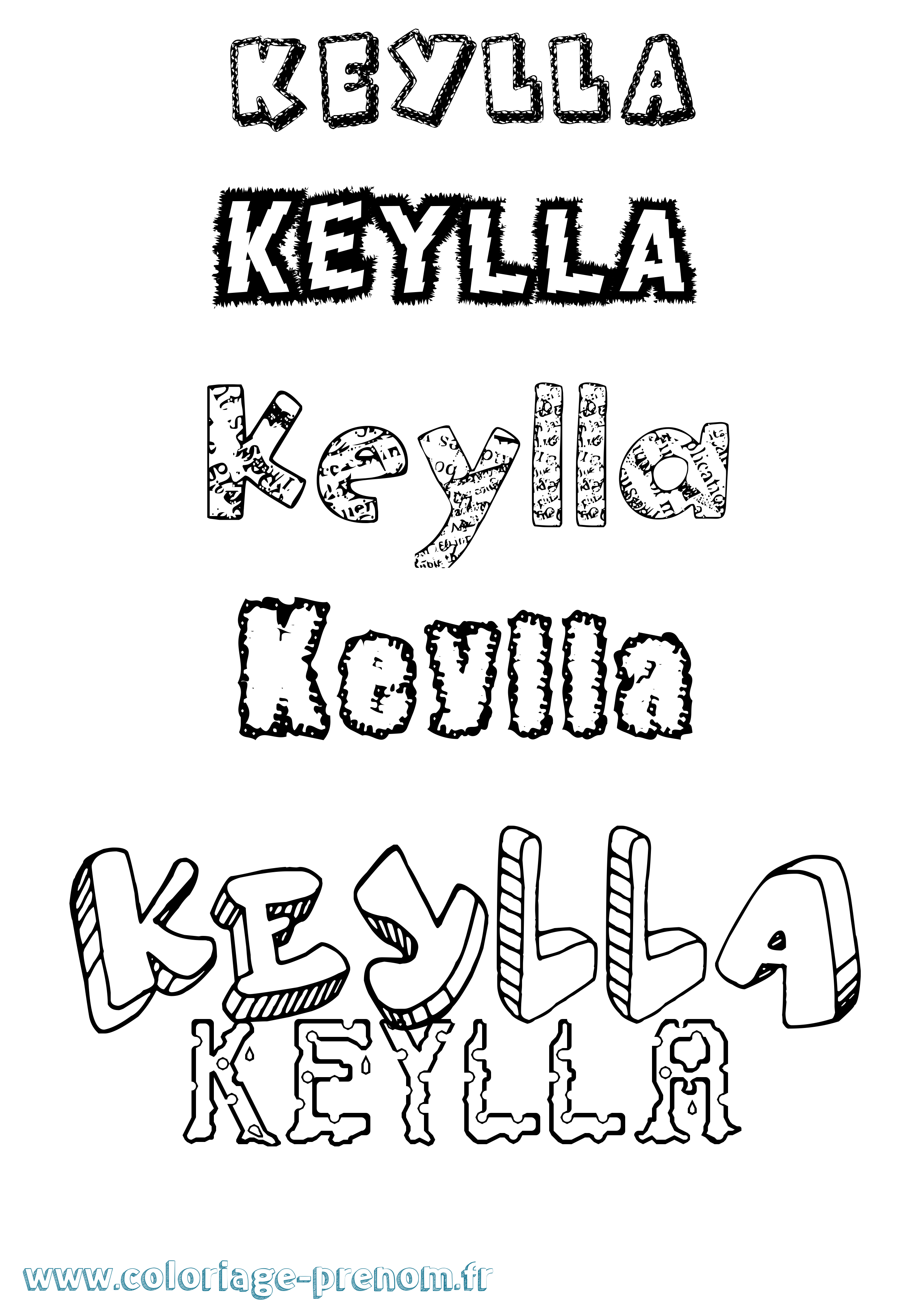 Coloriage Keylla Destructuré Coloriage prénom Keylla Destructuré