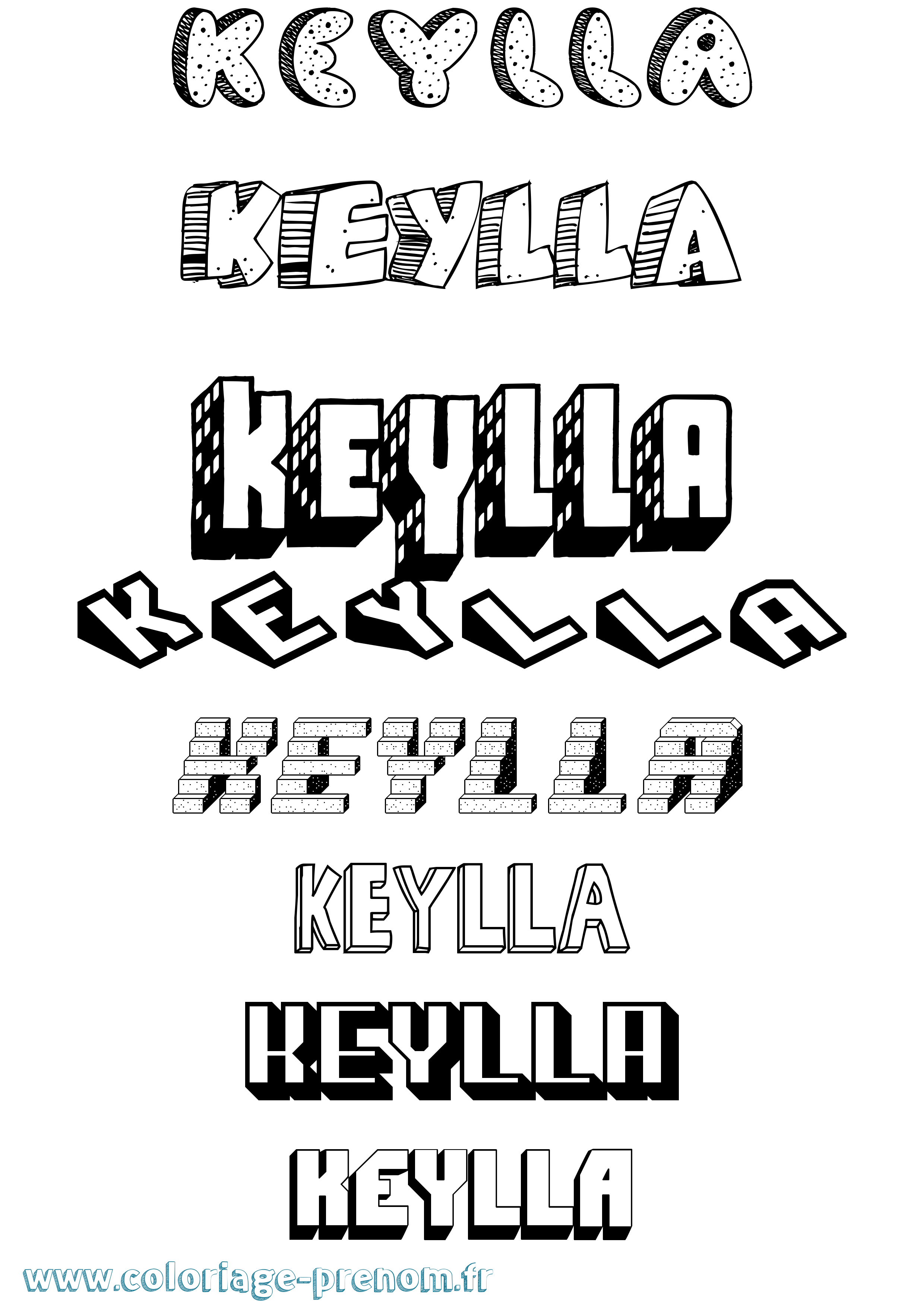 Coloriage Keylla Effet 3D Coloriage prénom Keylla Effet 3D