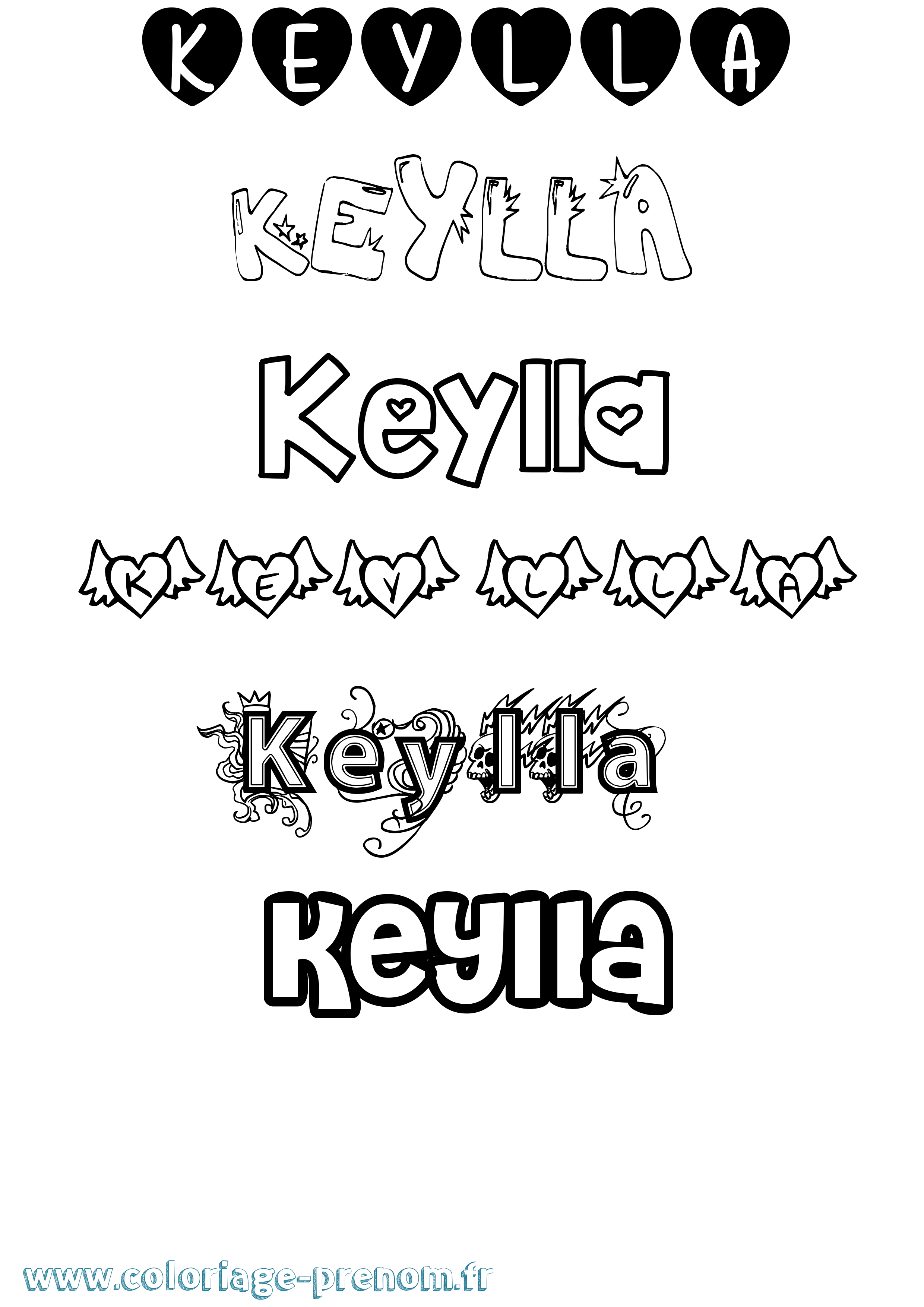 Coloriage Keylla Girly Coloriage prénom Keylla Girly