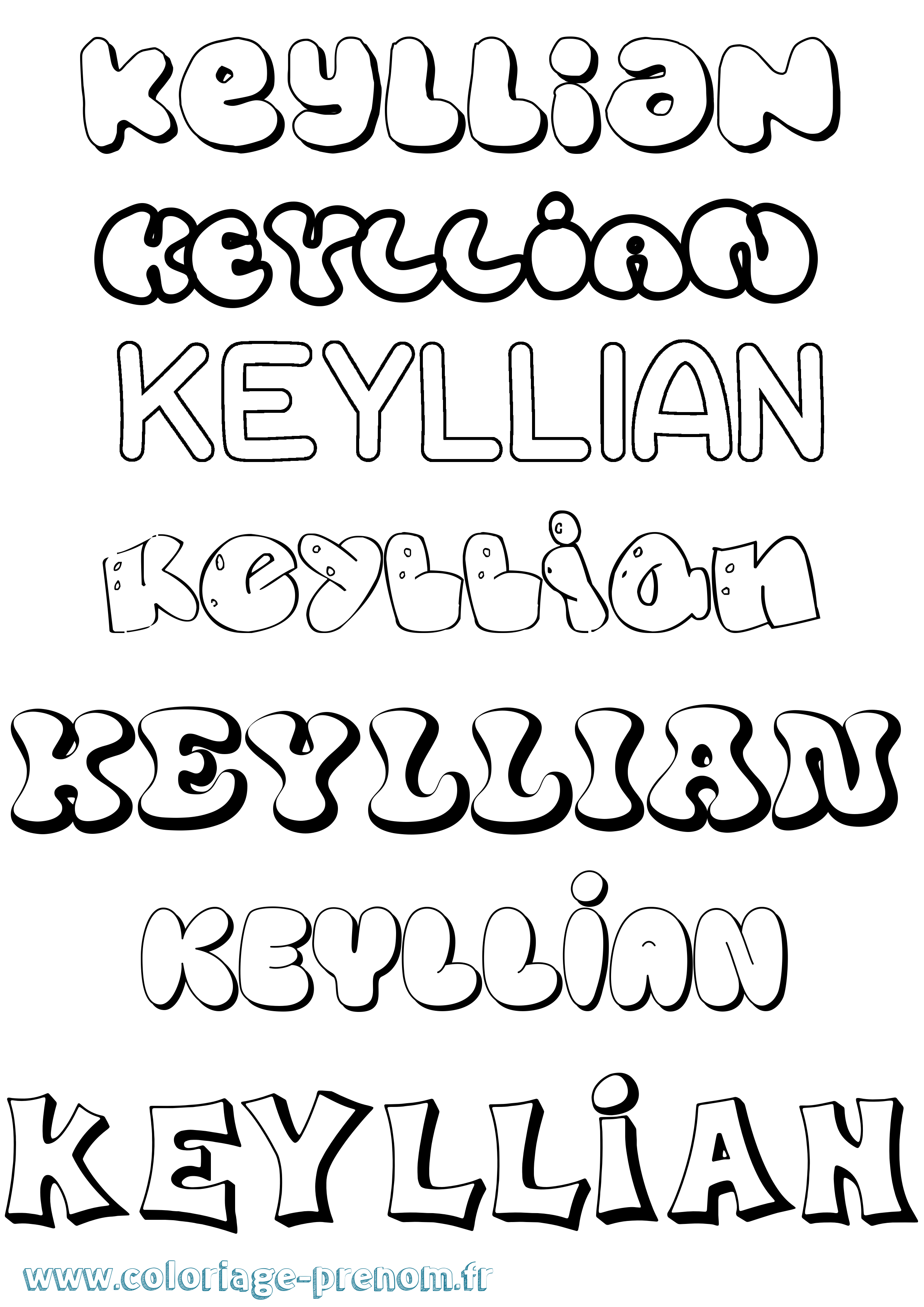 Coloriage Keyllian Bubble Coloriage prénom Keyllian Bubble