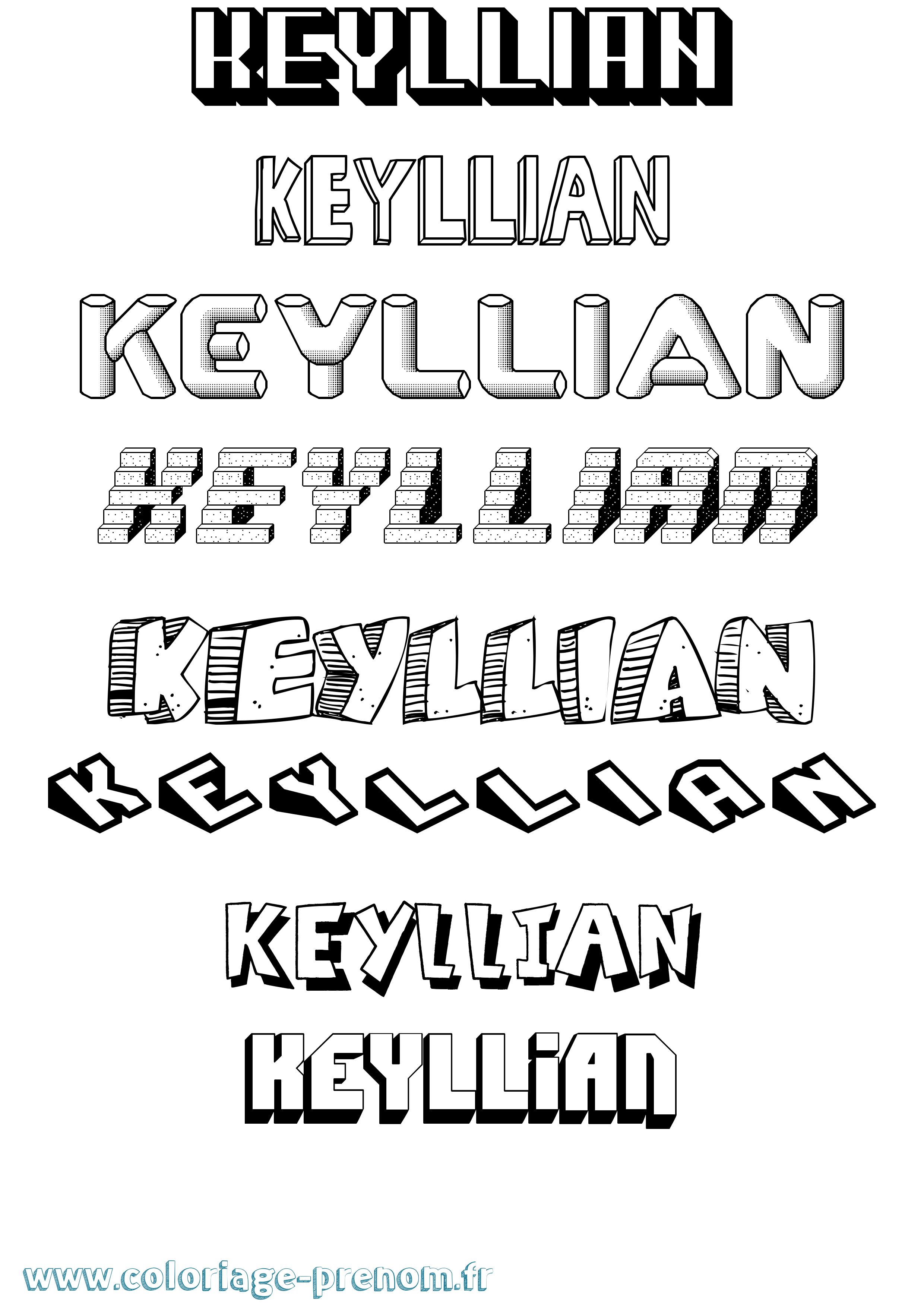 Coloriage Keyllian Effet 3D Coloriage prénom Keyllian Effet 3D