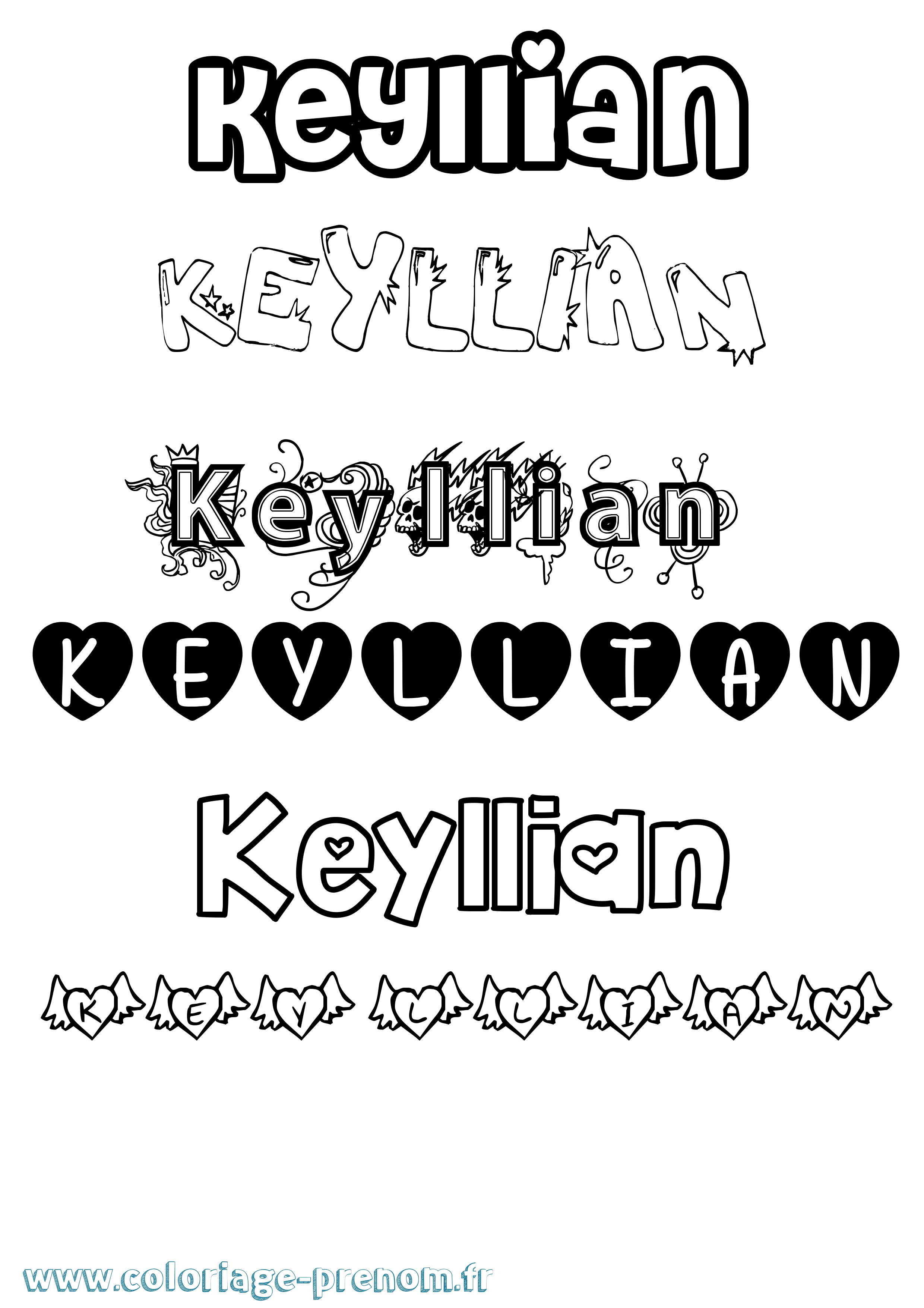 Coloriage Keyllian Girly Coloriage prénom Keyllian Girly