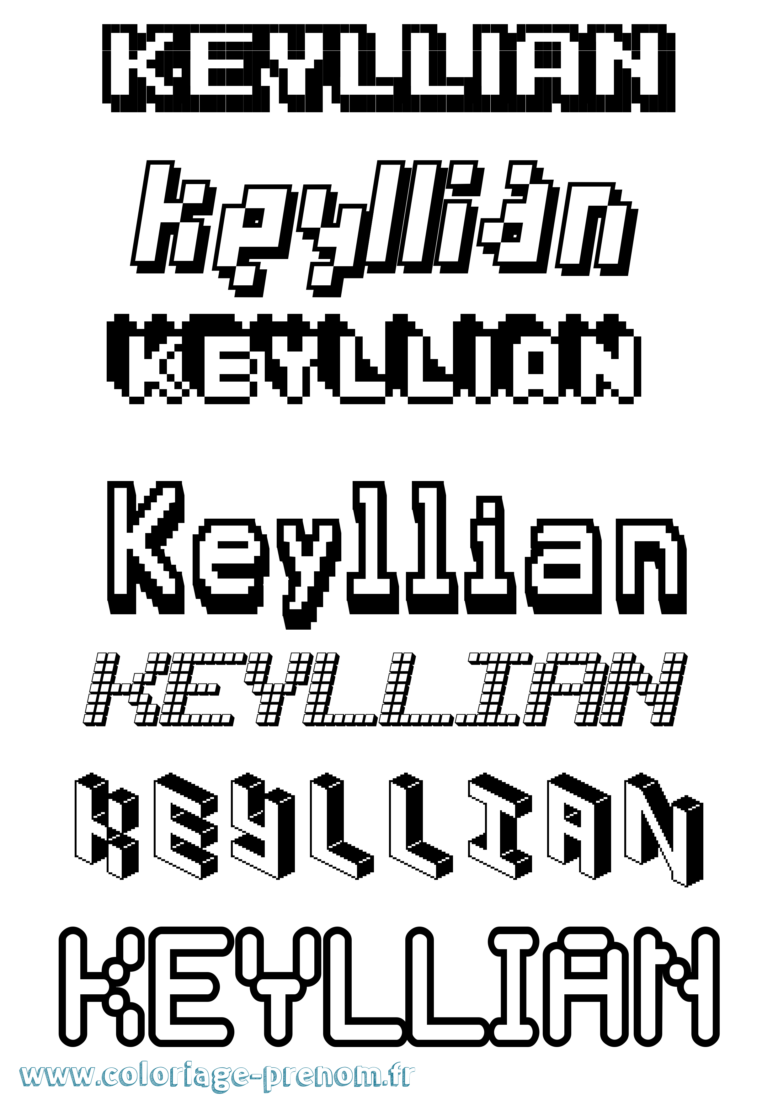 Coloriage Keyllian Pixel Coloriage prénom Keyllian Pixel