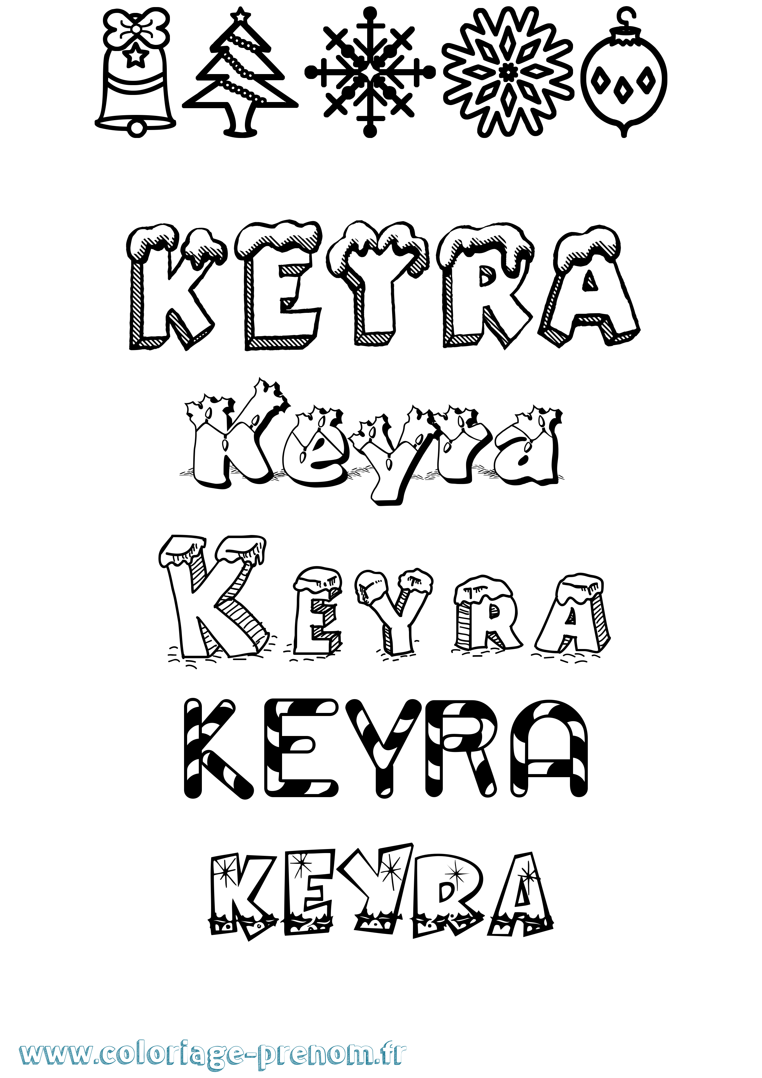 Coloriage Keyra Noël Coloriage prénom Keyra Noël