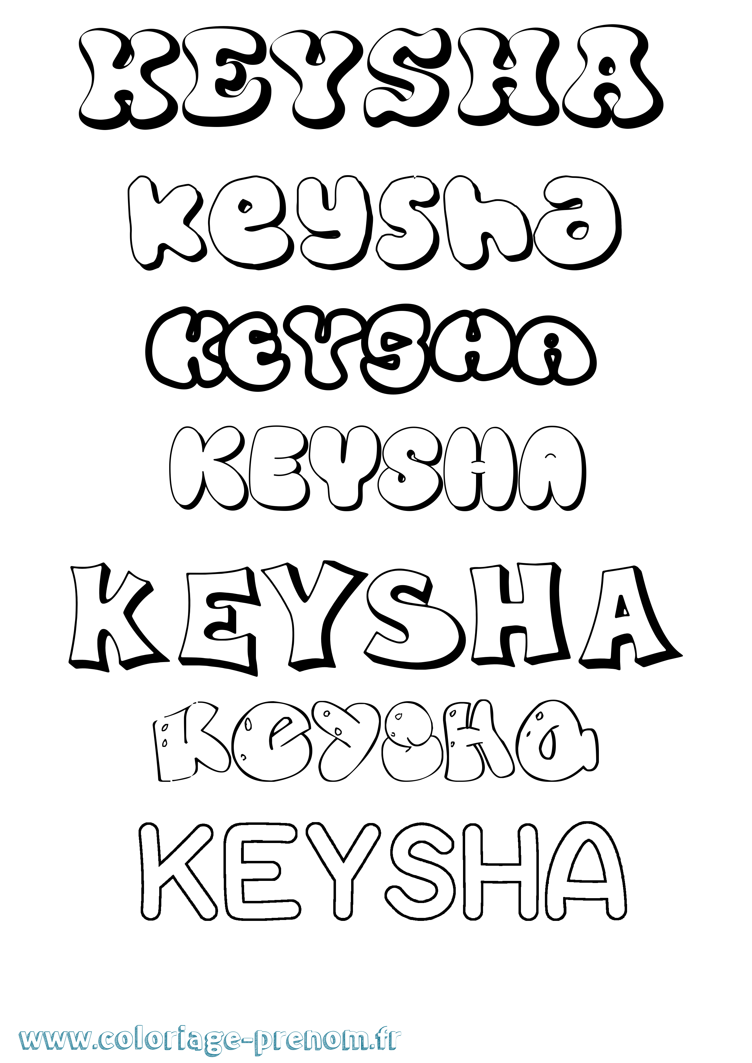 Coloriage Keysha Bubble Coloriage prénom Keysha Bubble
