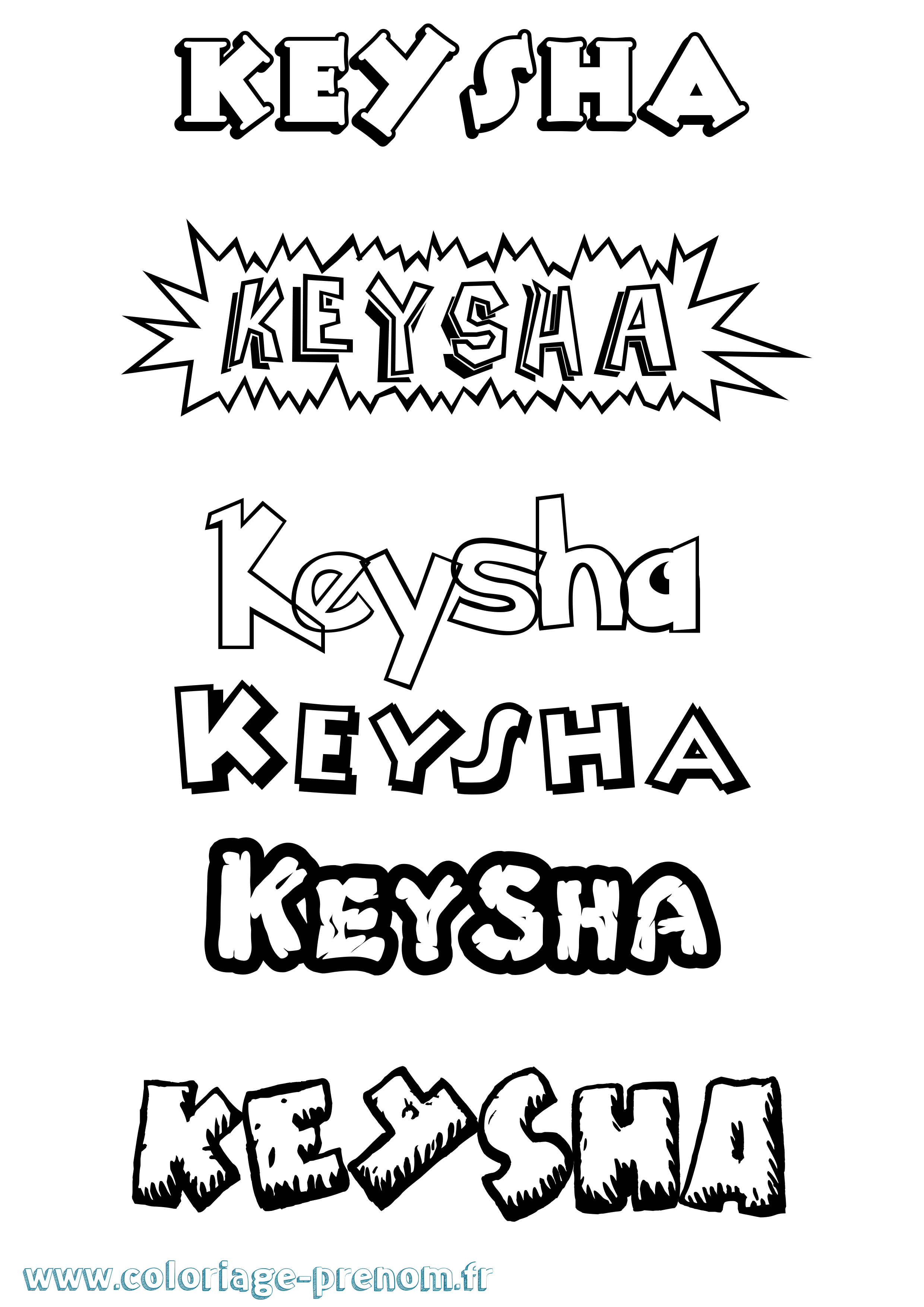 Coloriage Keysha Dessin Animé Coloriage prénom Keysha Dessin Animé