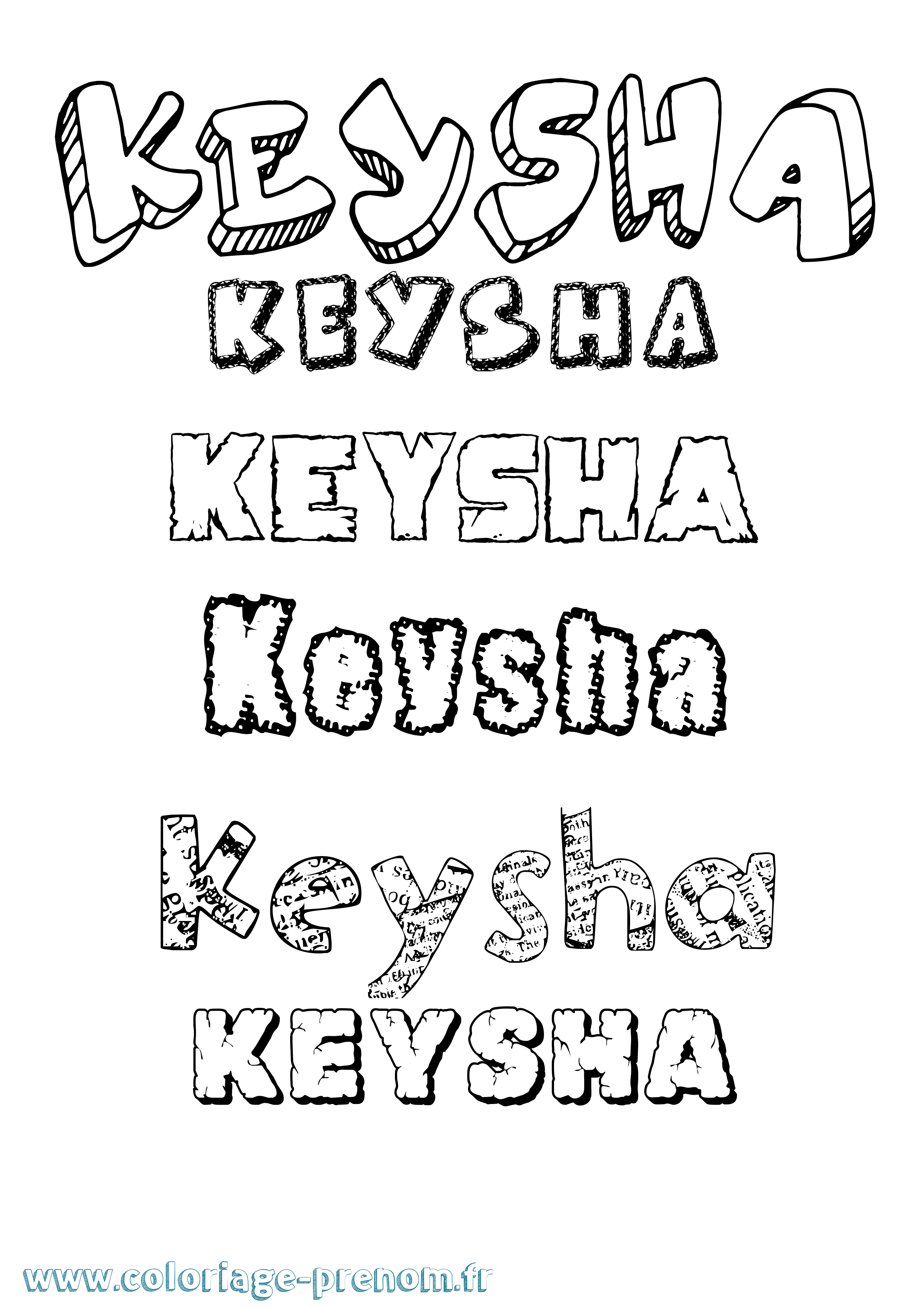 Coloriage Keysha Destructuré Coloriage prénom Keysha Destructuré