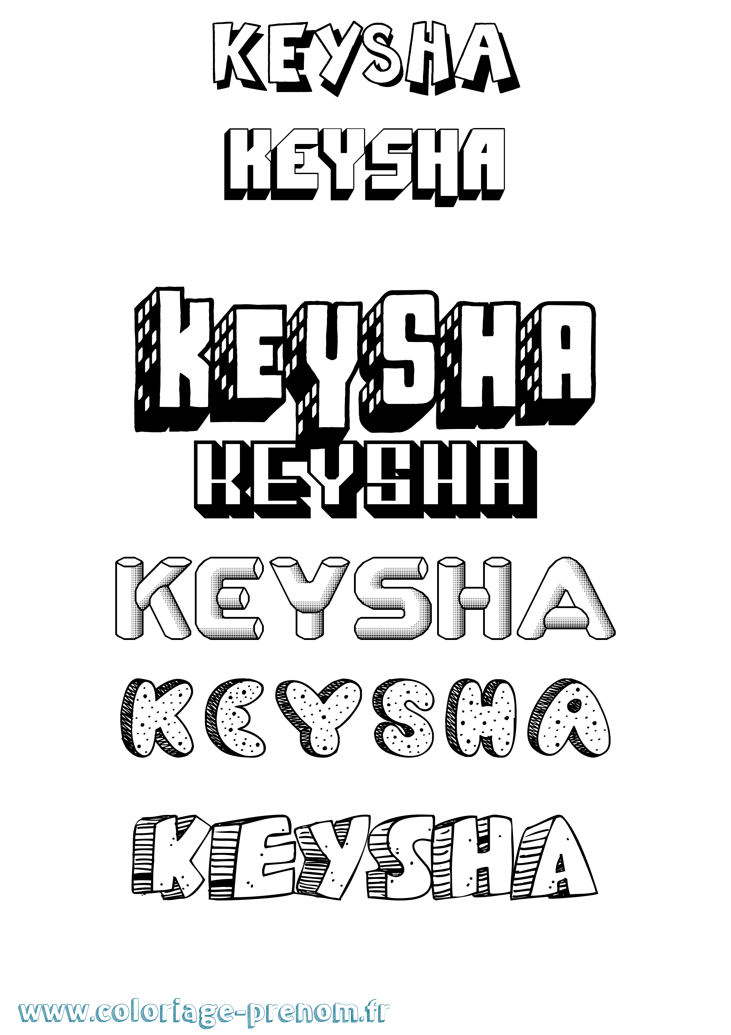 Coloriage Keysha Effet 3D Coloriage prénom Keysha Effet 3D