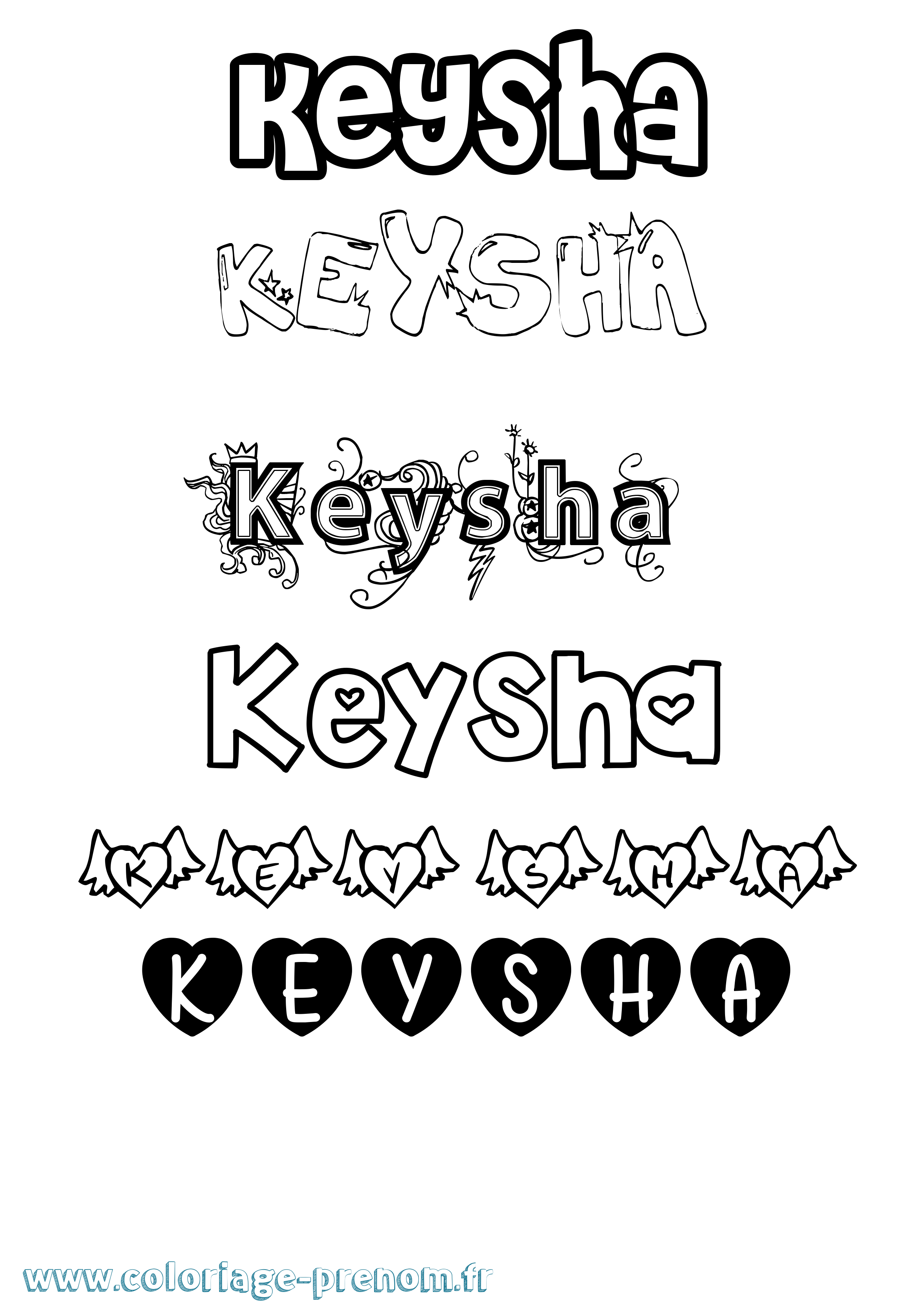 Coloriage Keysha Girly Coloriage prénom Keysha Girly