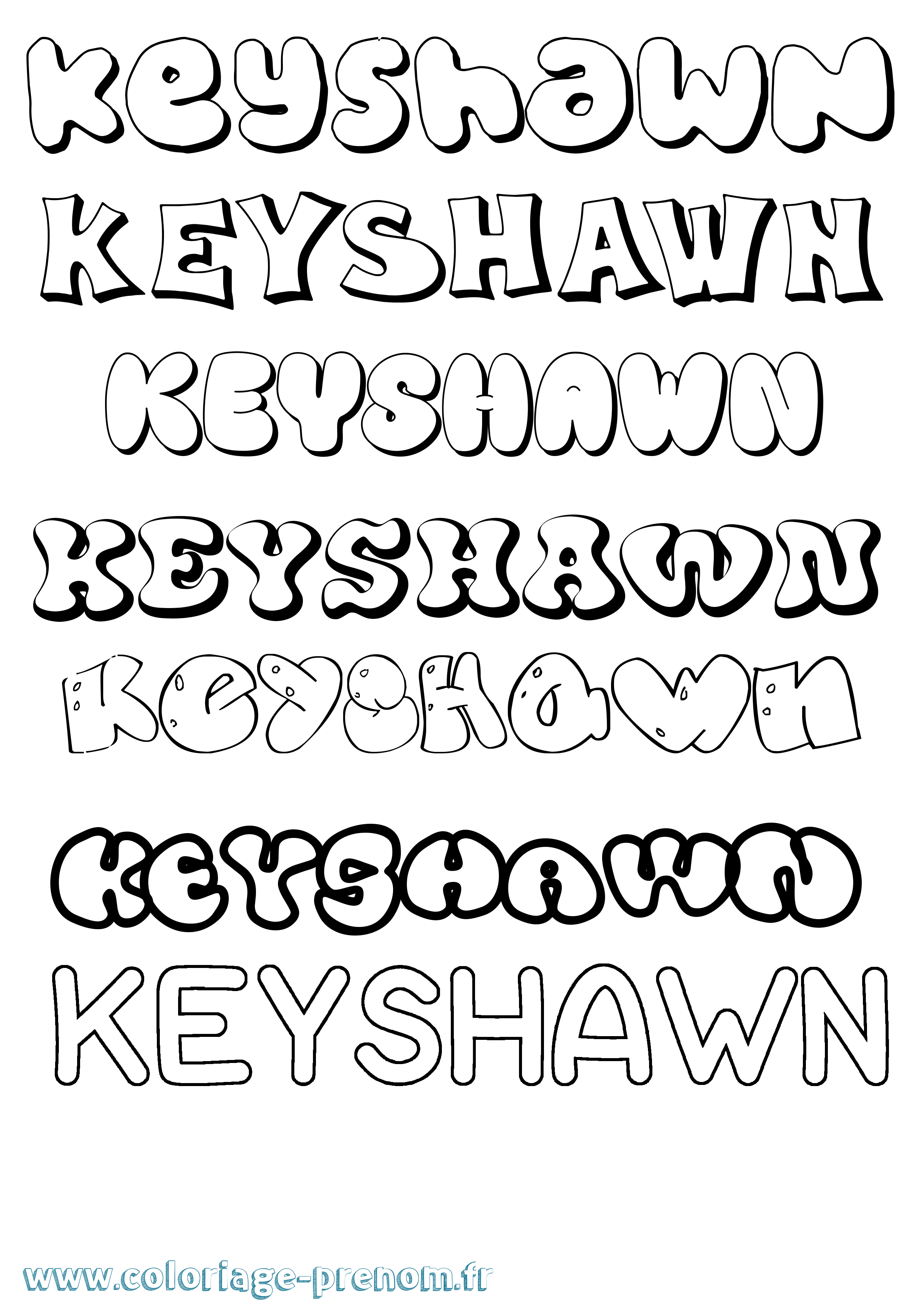 Coloriage Keyshawn Bubble Coloriage prénom Keyshawn Bubble