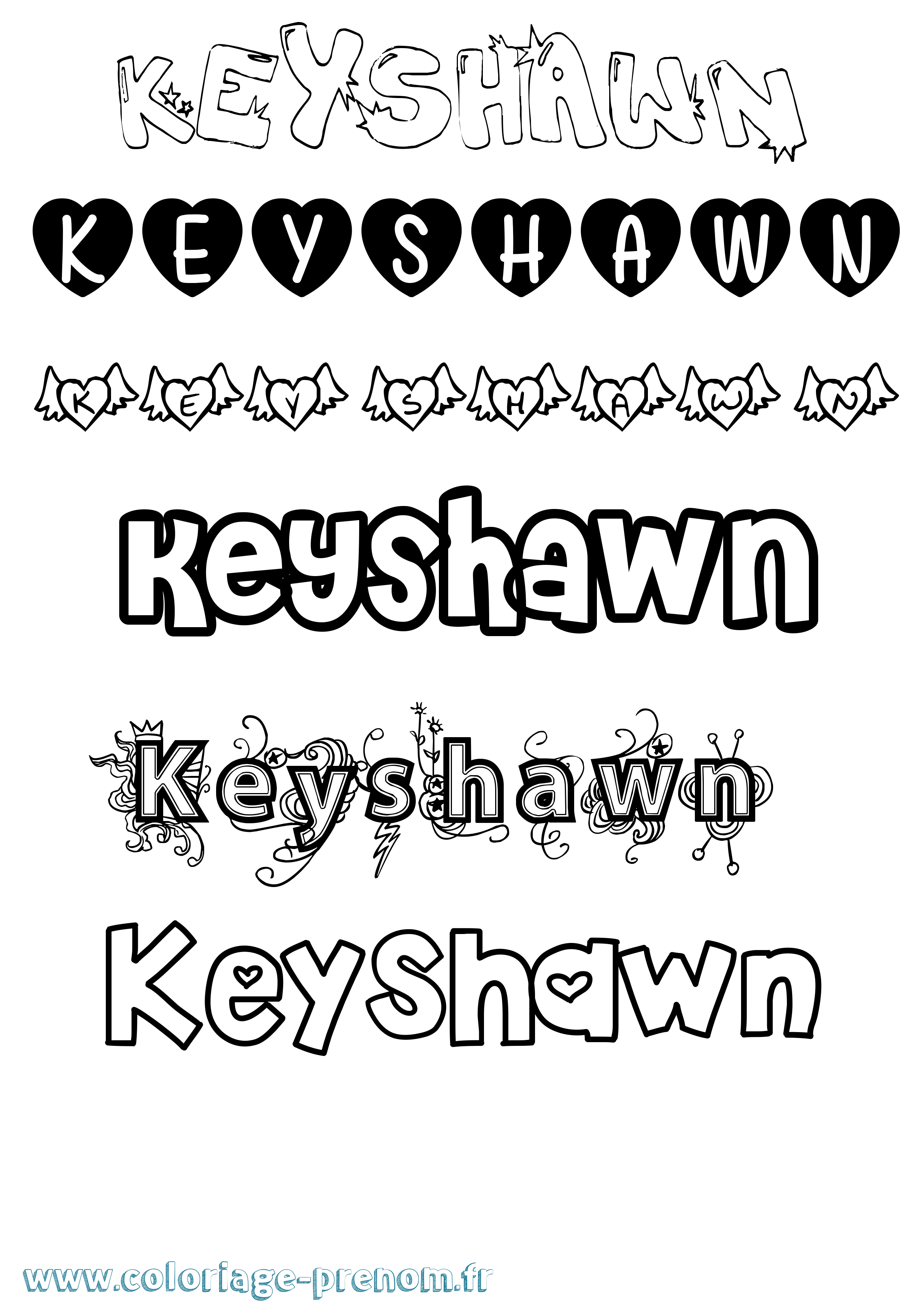 Coloriage Keyshawn Girly Coloriage prénom Keyshawn Girly