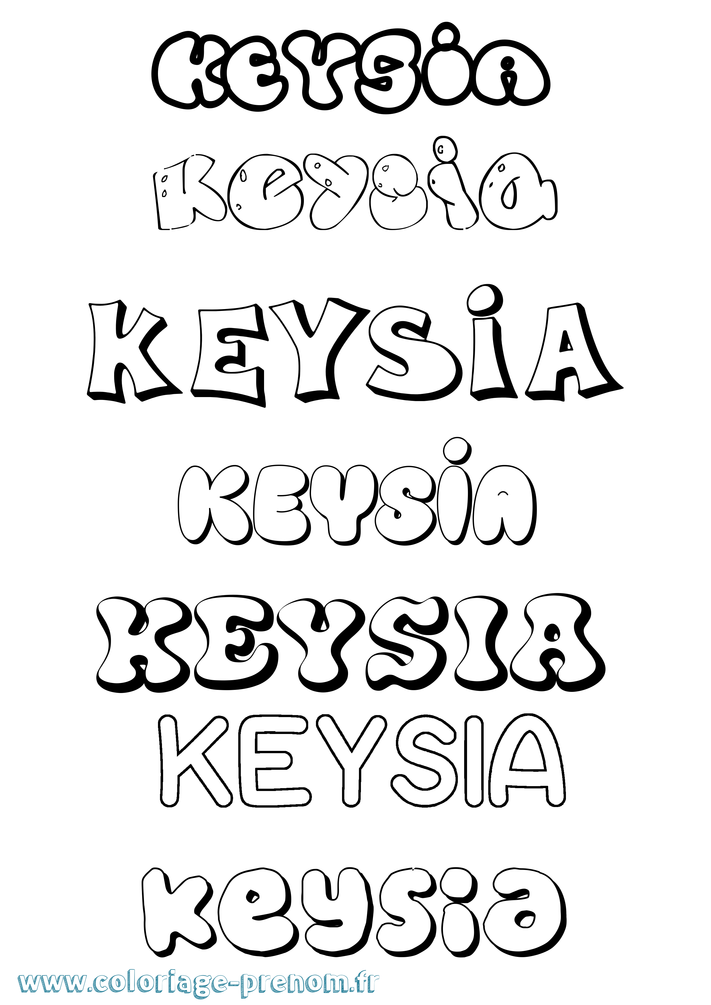 Coloriage Keysia Bubble Coloriage prénom Keysia Bubble