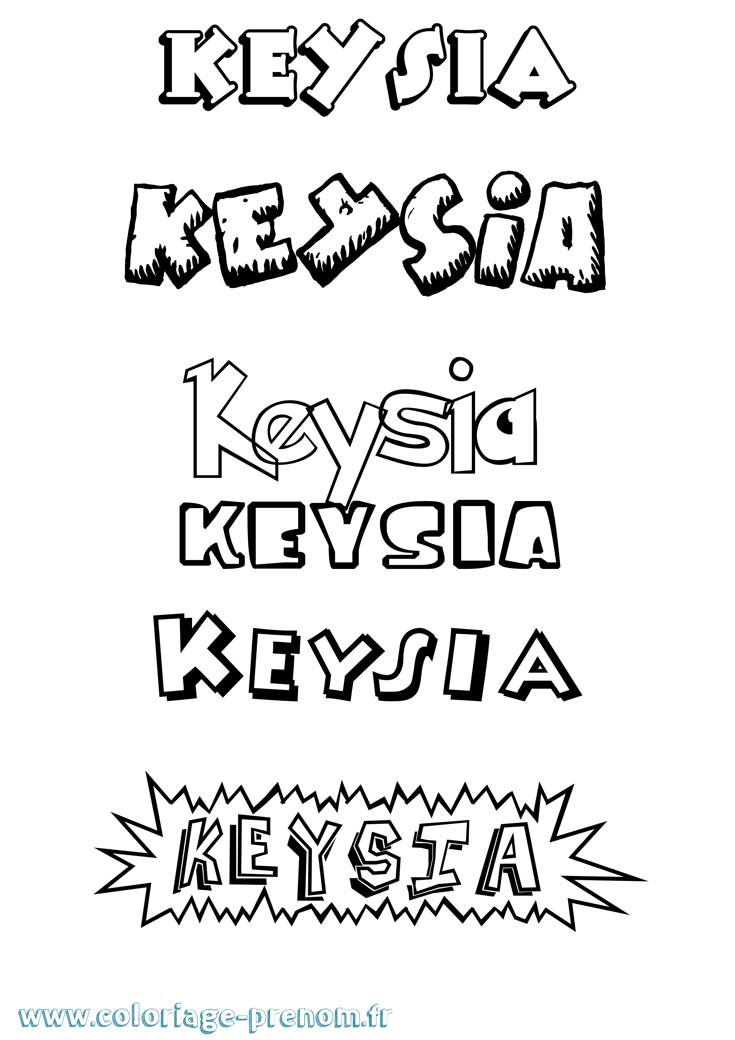 Coloriage Keysia Dessin Animé Coloriage prénom Keysia Dessin Animé