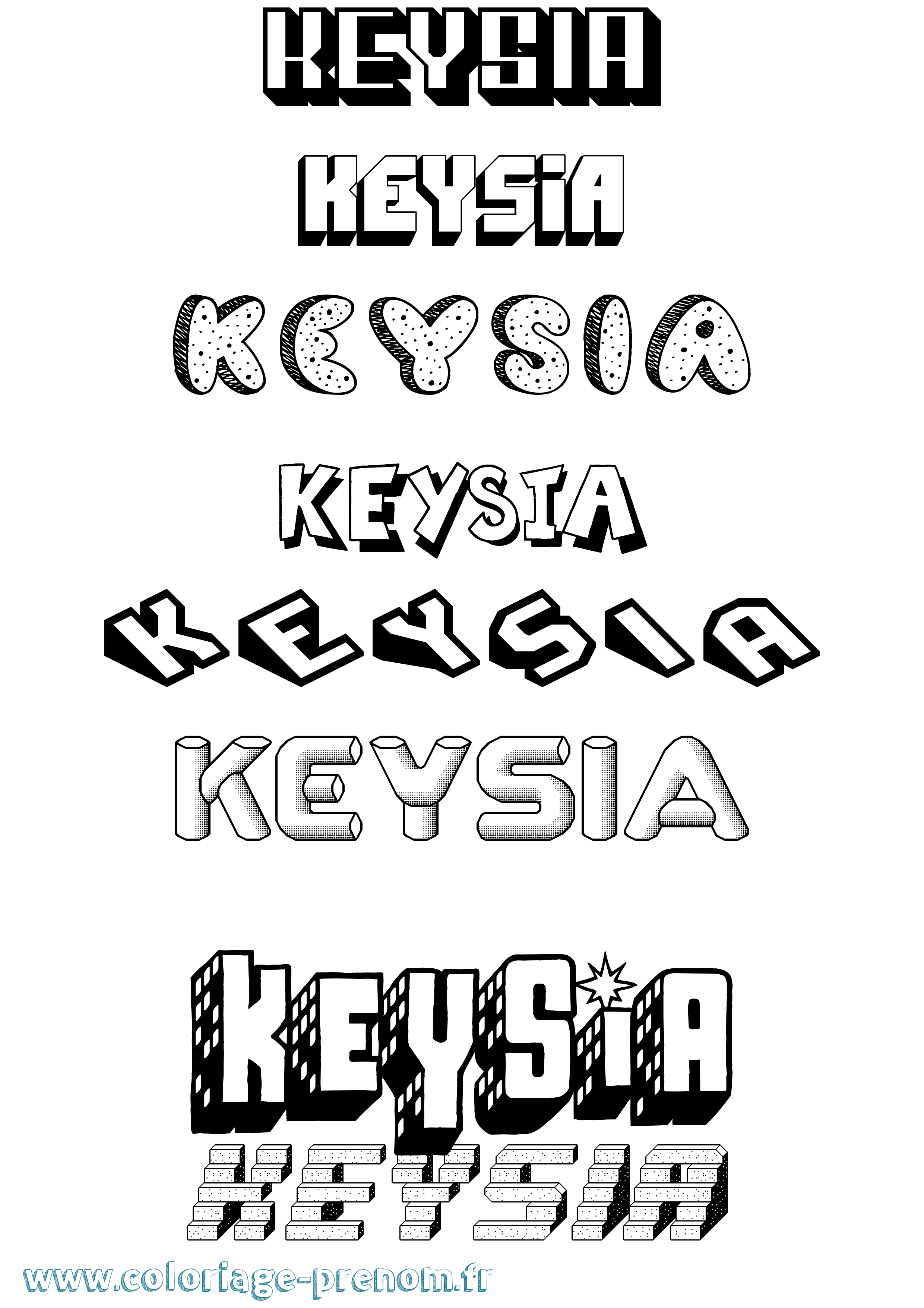 Coloriage Keysia Effet 3D Coloriage prénom Keysia Effet 3D