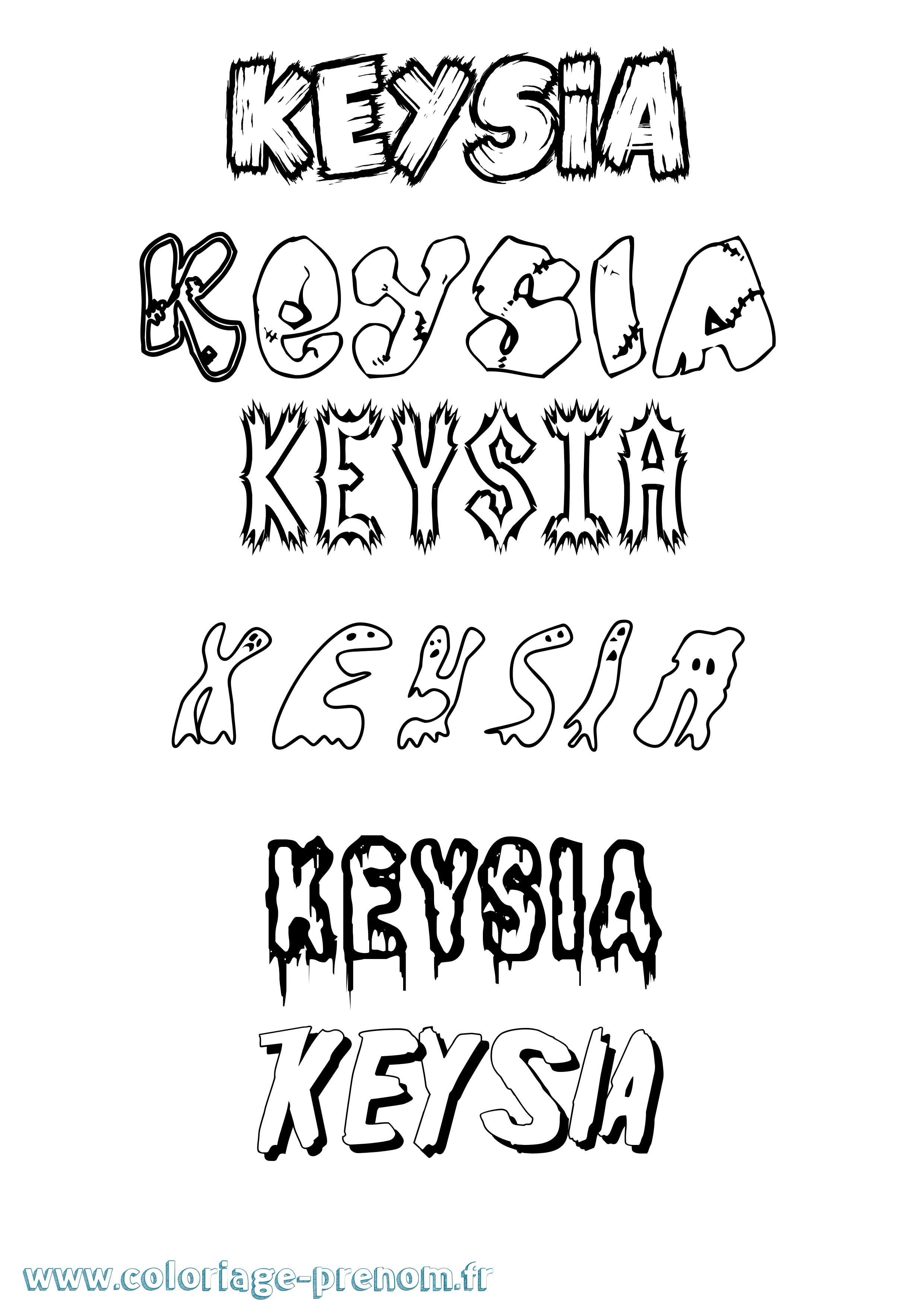 Coloriage Keysia Frisson Coloriage prénom Keysia Frisson