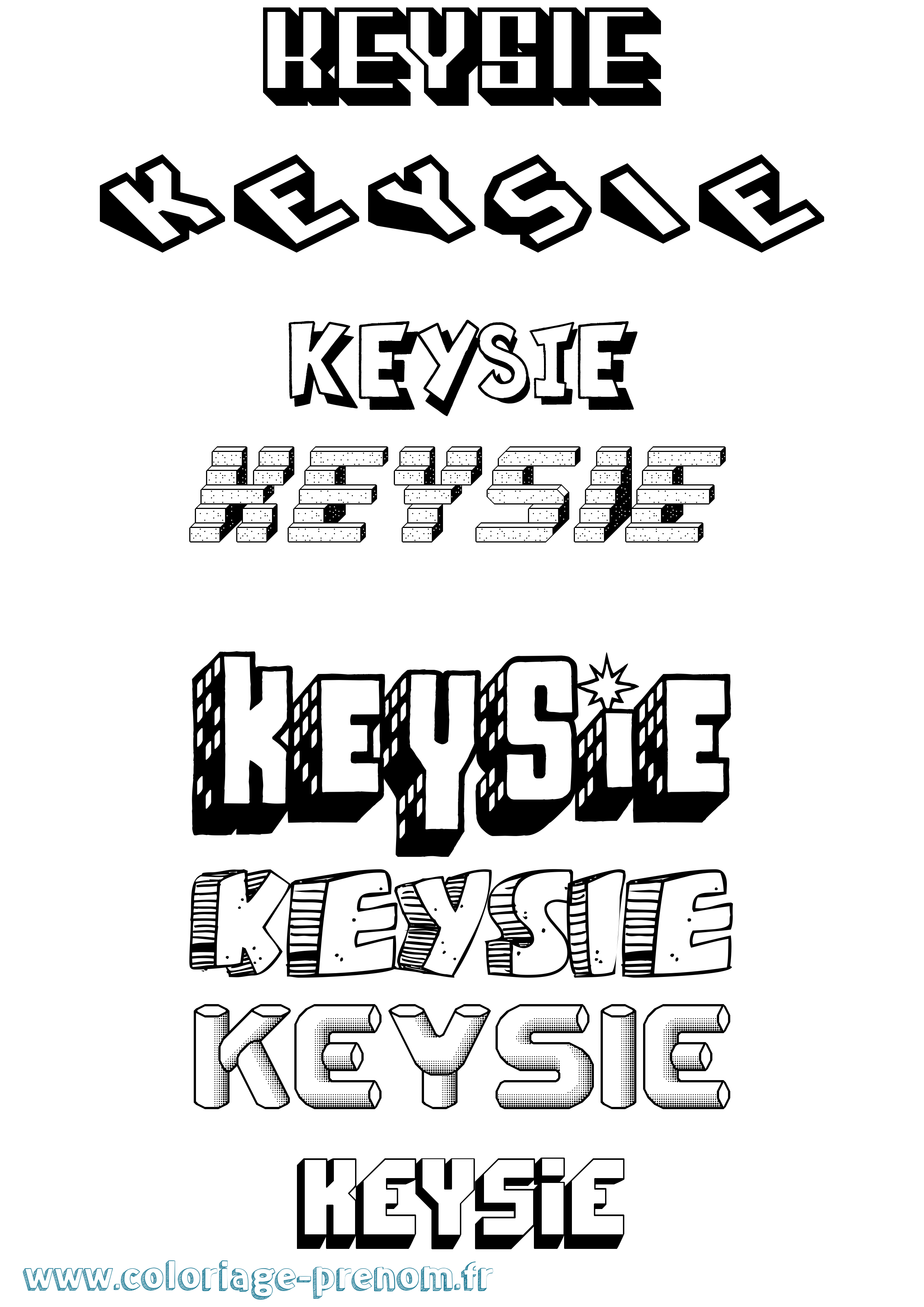 Coloriage Keysie Effet 3D Coloriage prénom Keysie Effet 3D