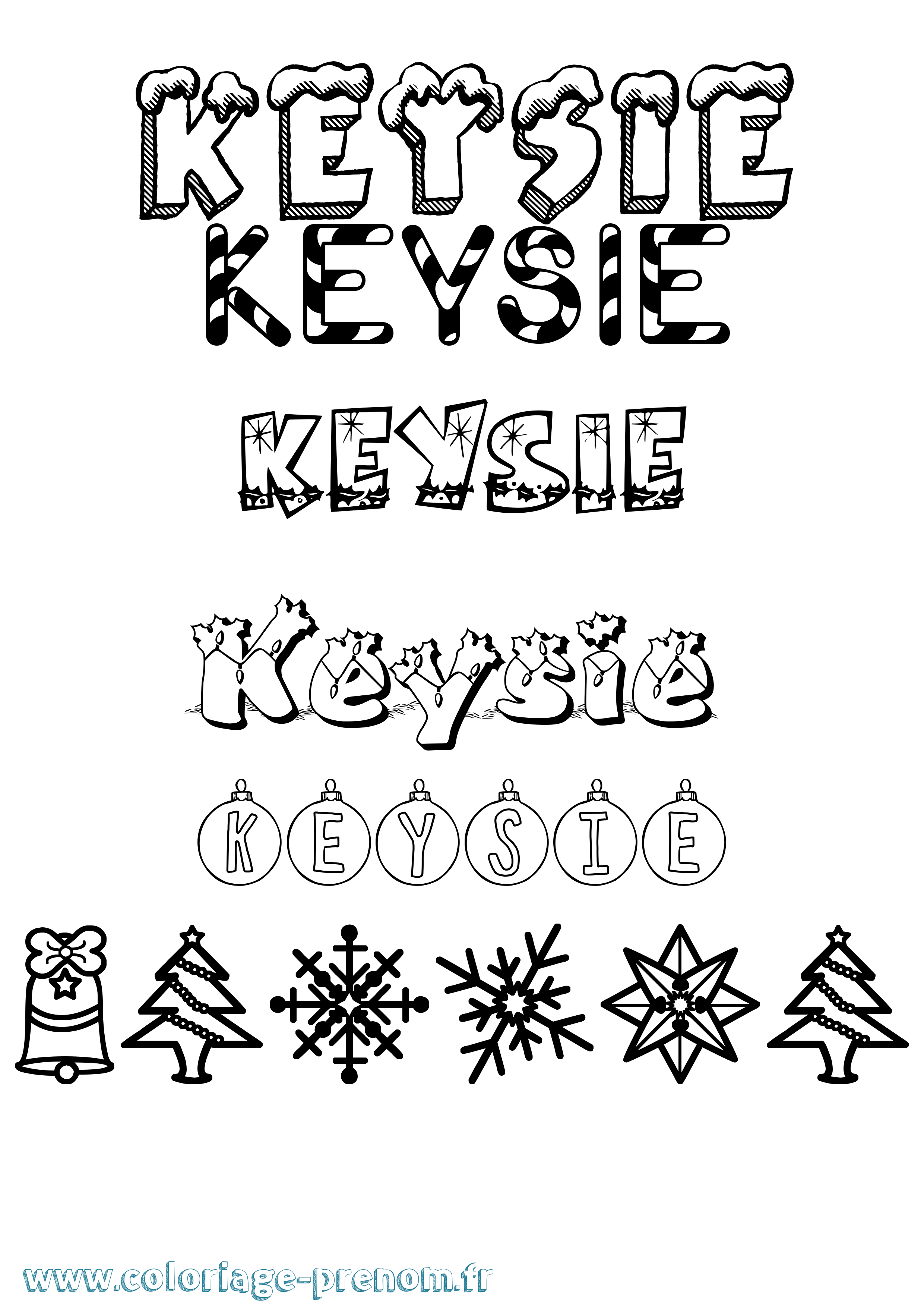 Coloriage Keysie Noël Coloriage prénom Keysie Noël