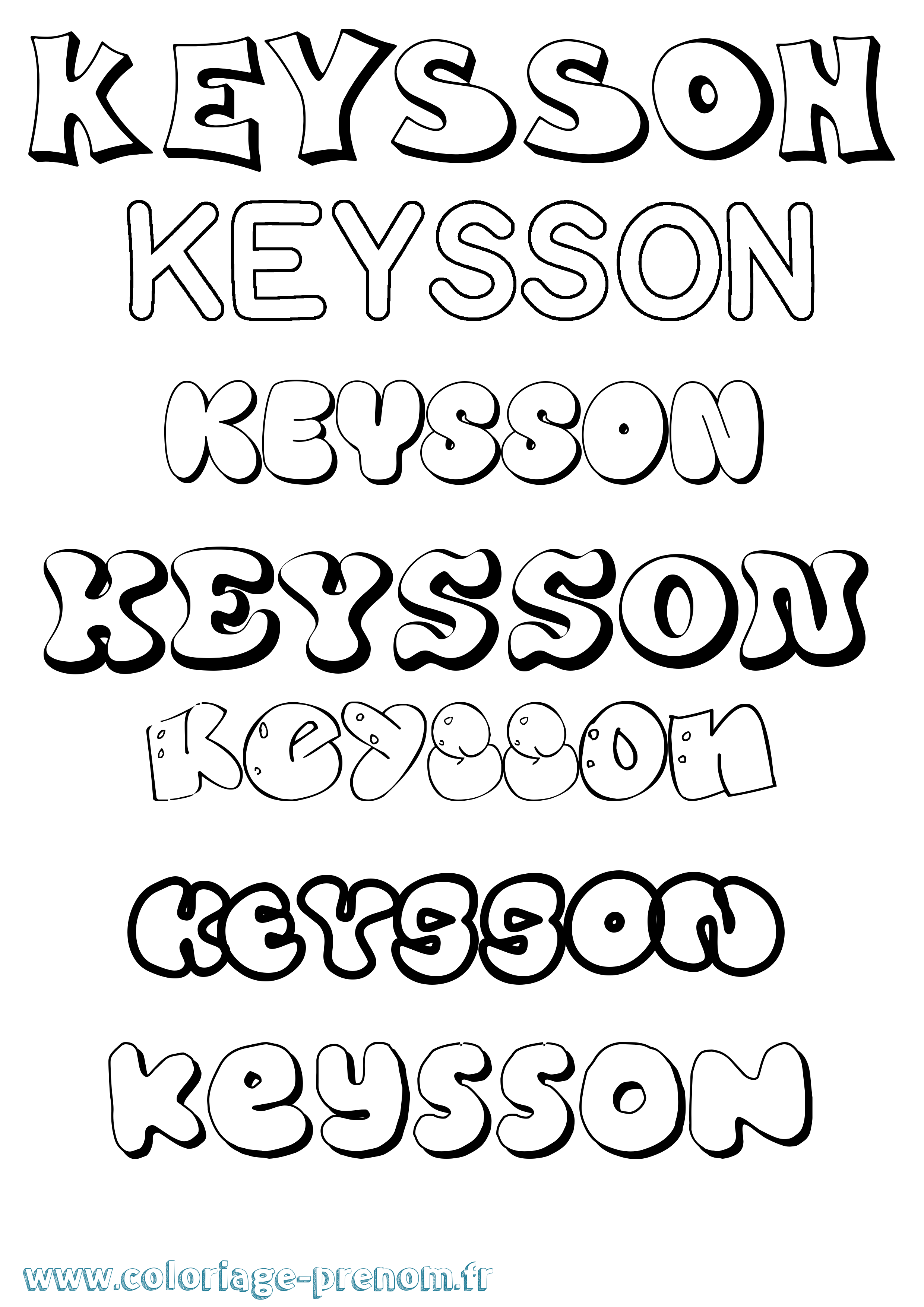 Coloriage Keysson Bubble Coloriage prénom Keysson Bubble
