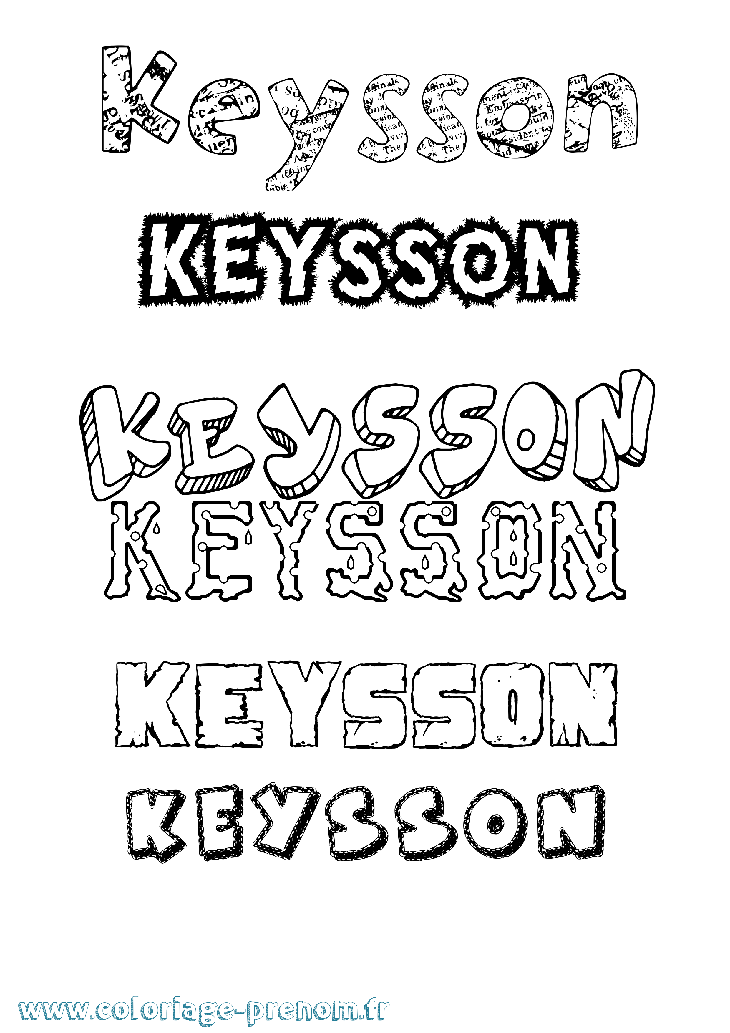 Coloriage Keysson Destructuré Coloriage prénom Keysson Destructuré