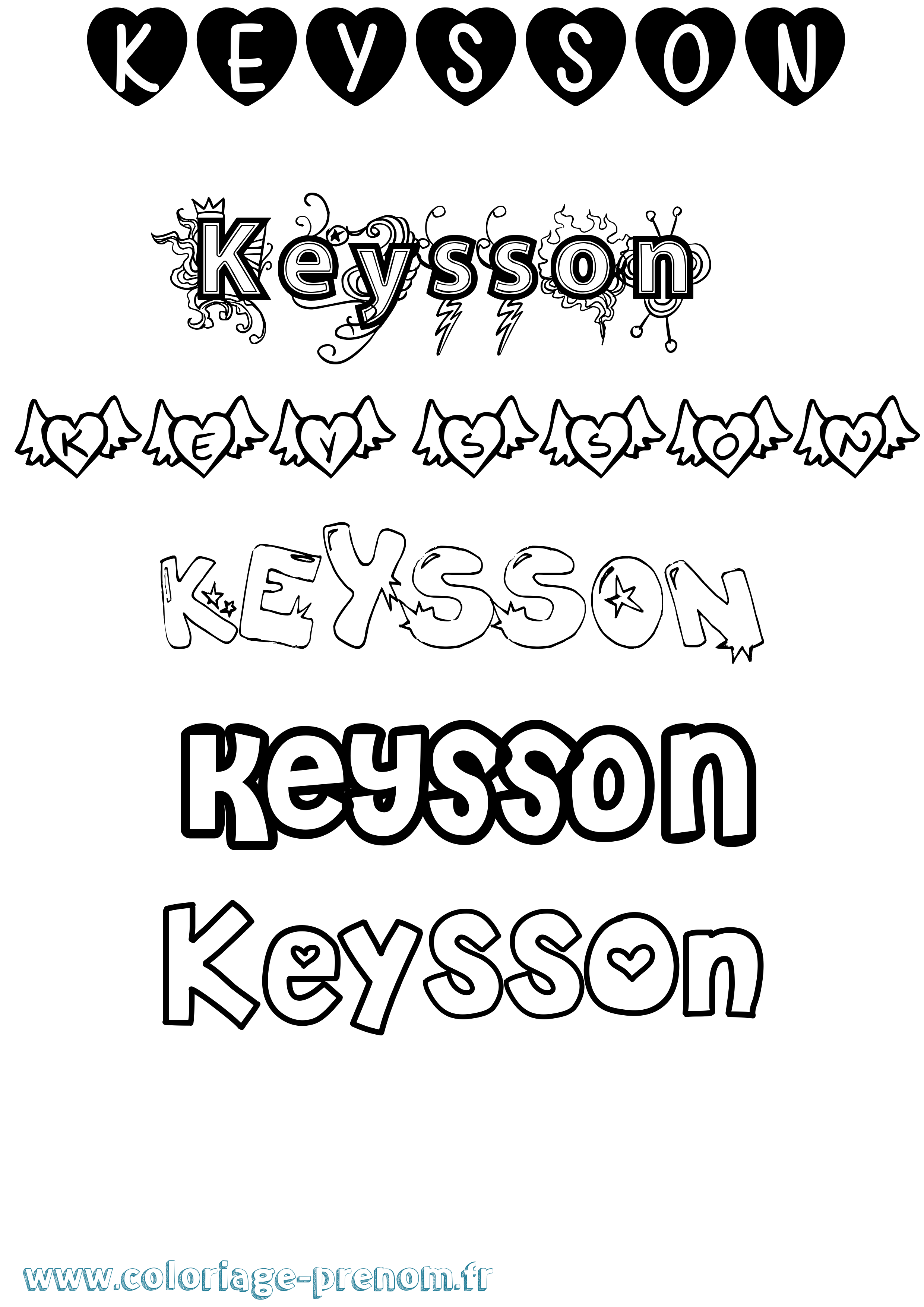 Coloriage Keysson Girly Coloriage prénom Keysson Girly