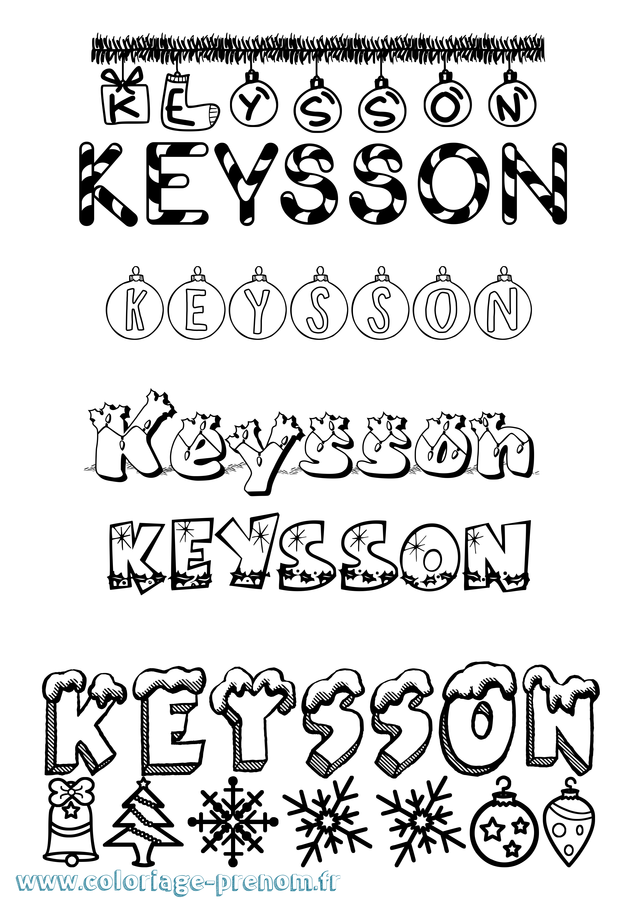 Coloriage Keysson Noël Coloriage prénom Keysson Noël