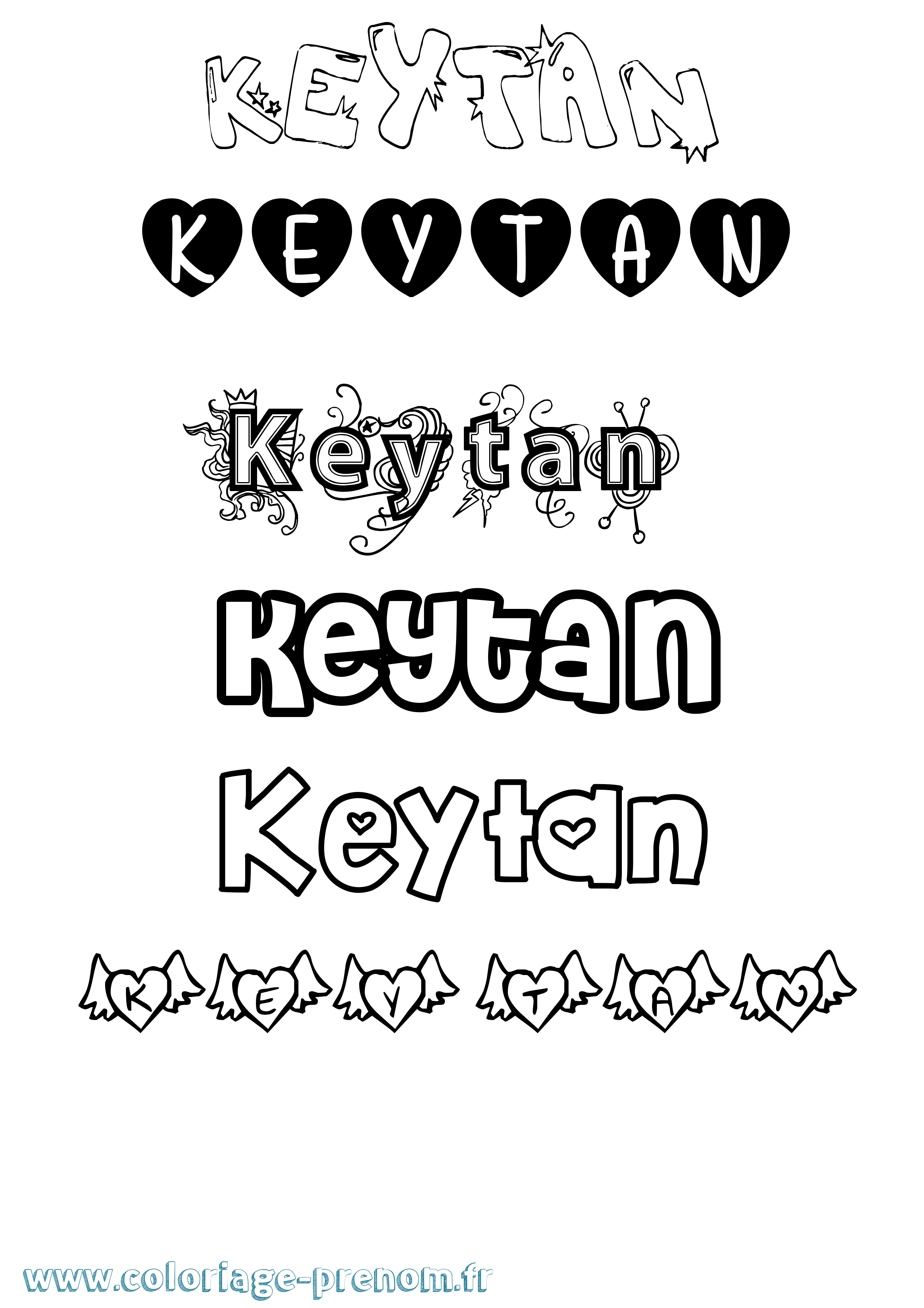 Coloriage Keytan Girly Coloriage prénom Keytan Girly