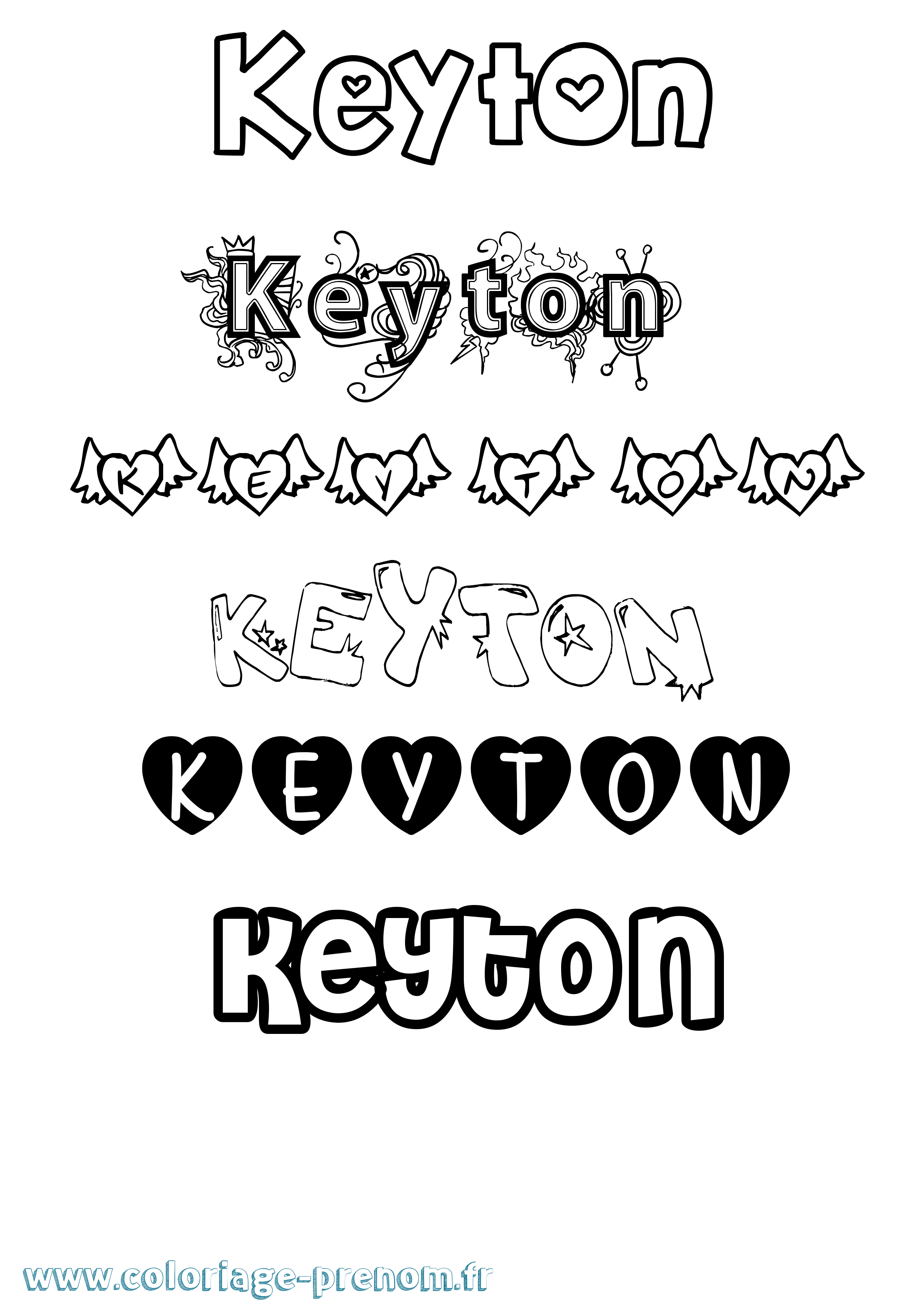 Coloriage Keyton Girly Coloriage prénom Keyton Girly