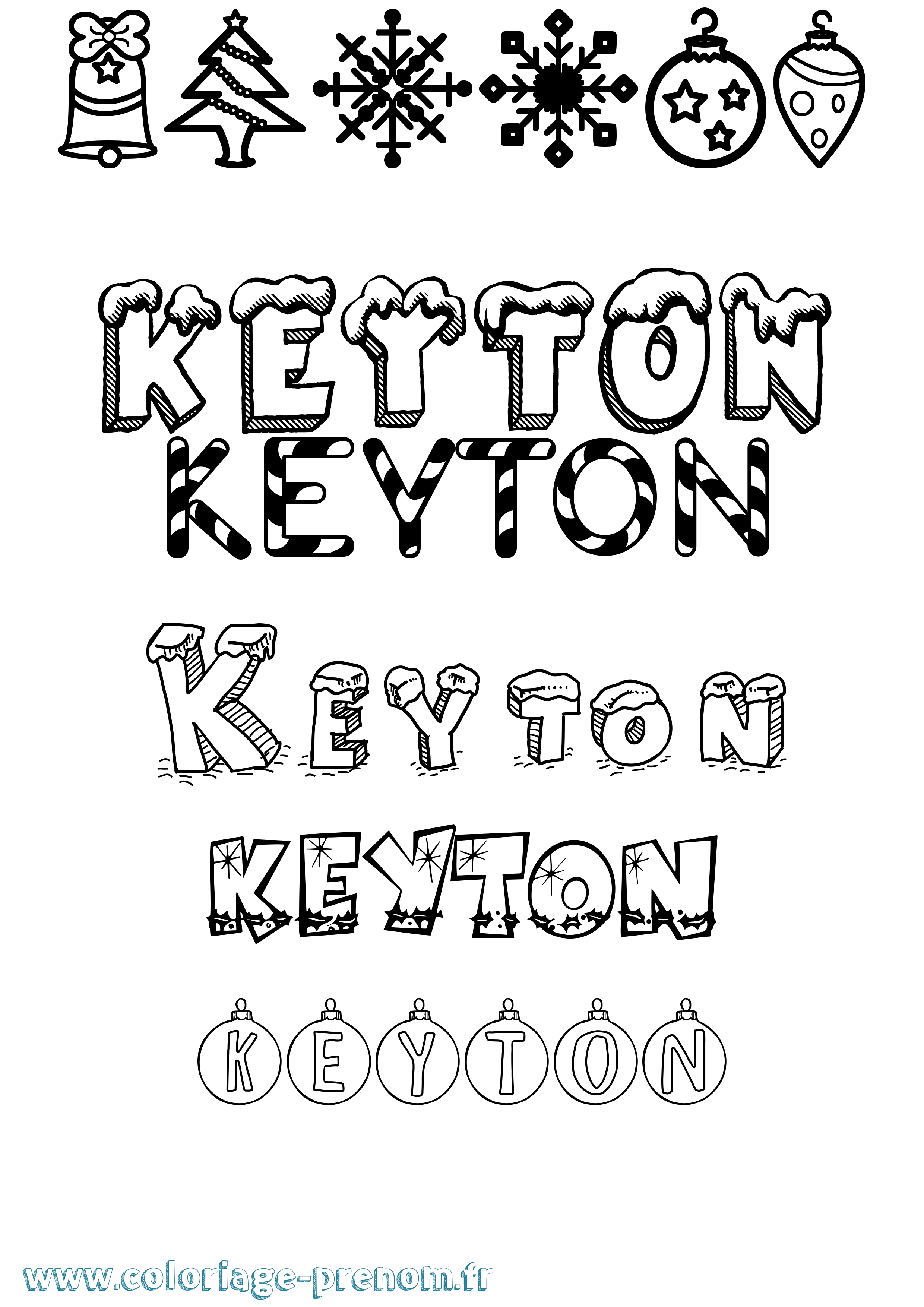 Coloriage Keyton Noël Coloriage prénom Keyton Noël